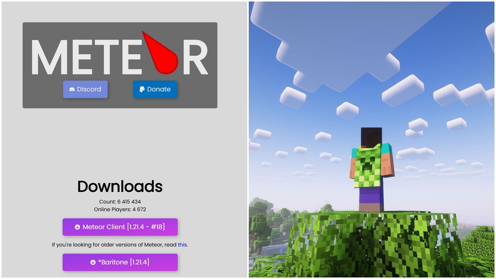 Meteor Client is a mod that adds loads of new additional cheats in Minecraft (Image via Meteor || Sportskeeda Gaming/Mojang)