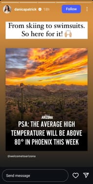 Danica Patrick's Instagram story