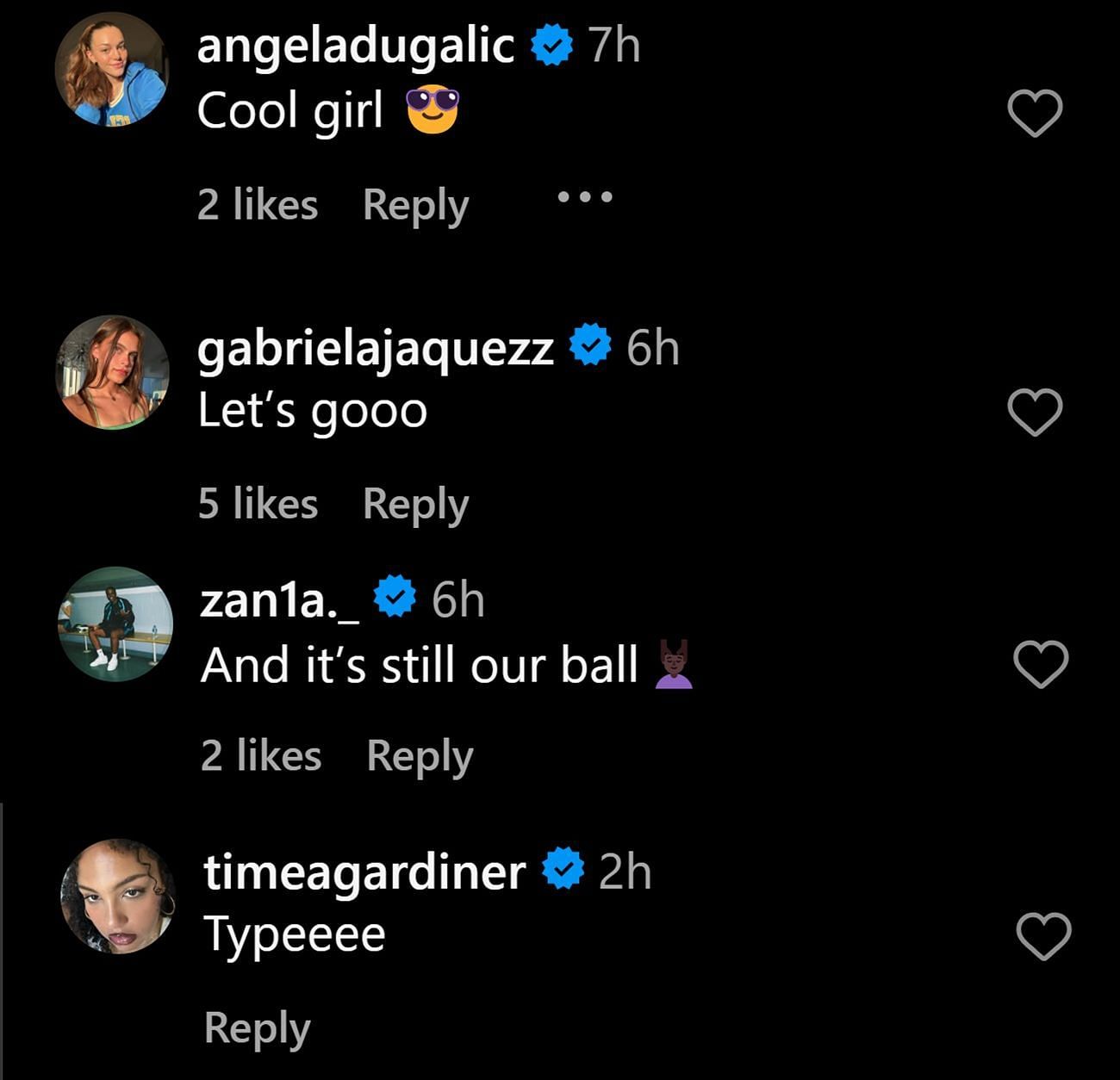 UCLA players commented on IG Rice&#039;s post