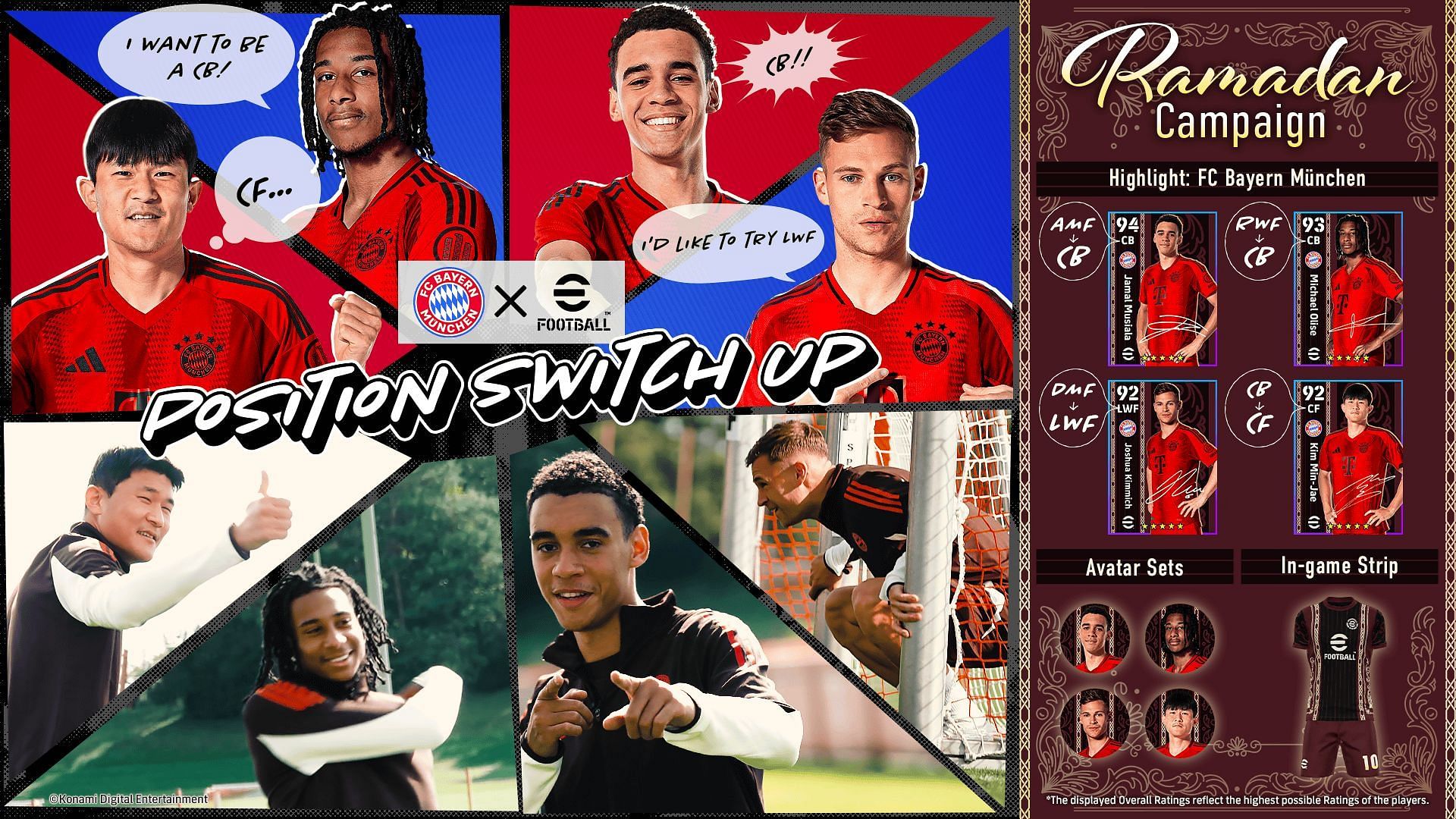 eFootball 2025 Ramadan Campaign introduces Bayern Munich Position Switch Up highlight cards (Image via Konami)