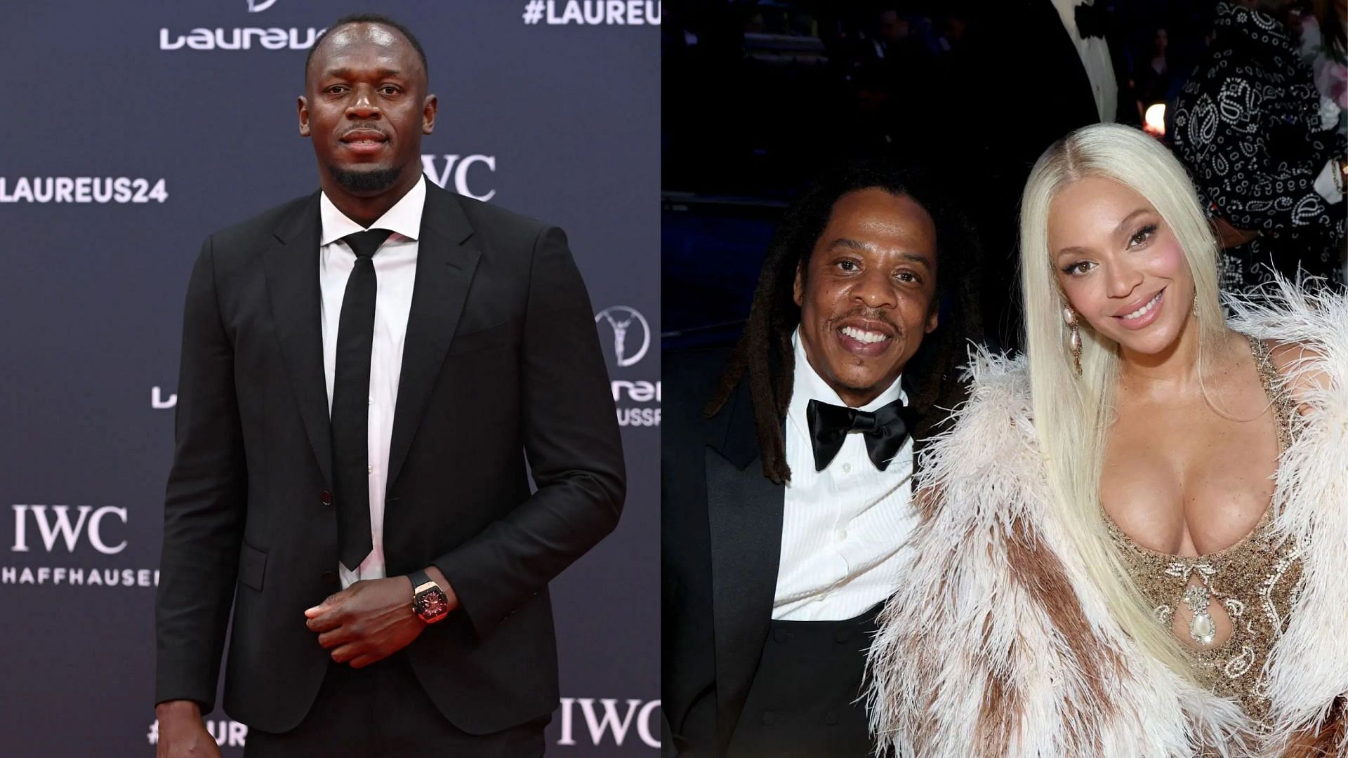 Usain bolt (left)/ Jay-Z and Beyonc&eacute; (right)/. Source: Getty