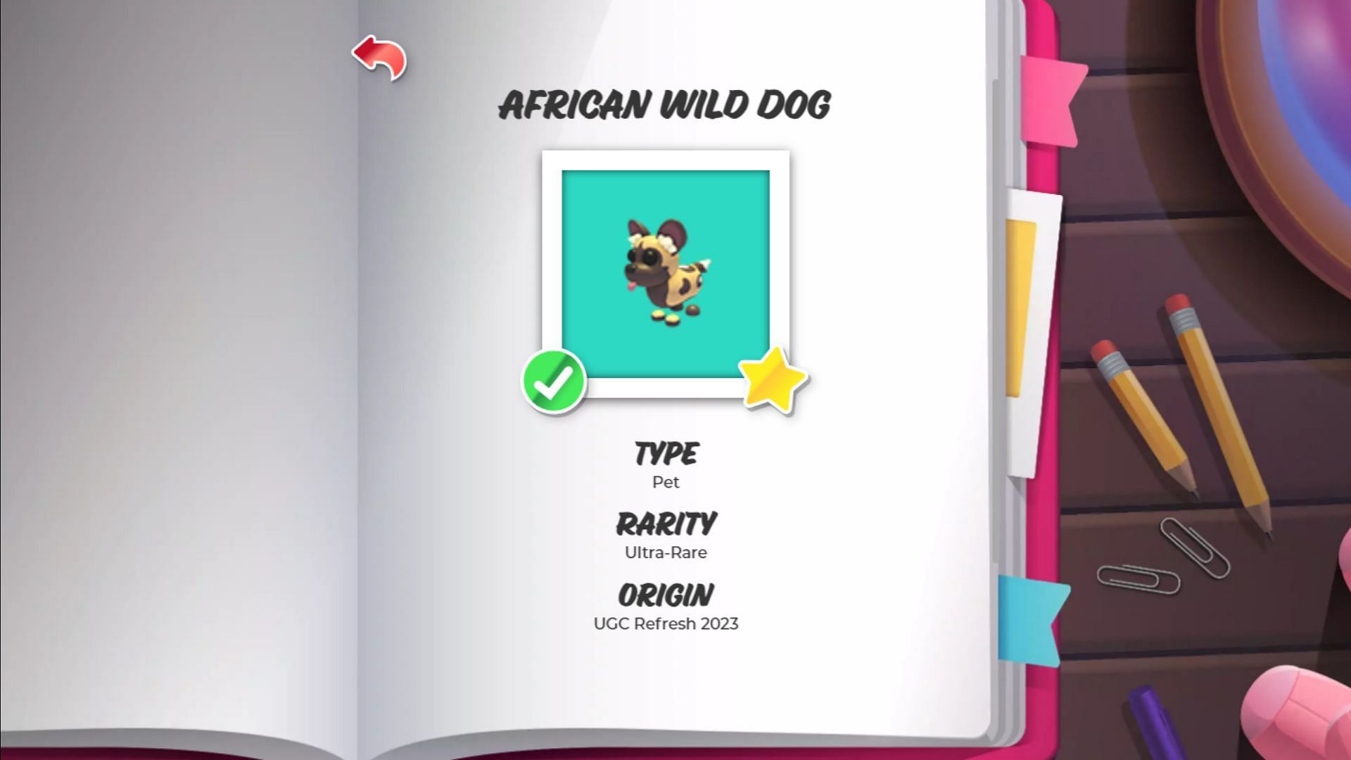 Official render of the African Wild Dog (Image via Adopt Me)