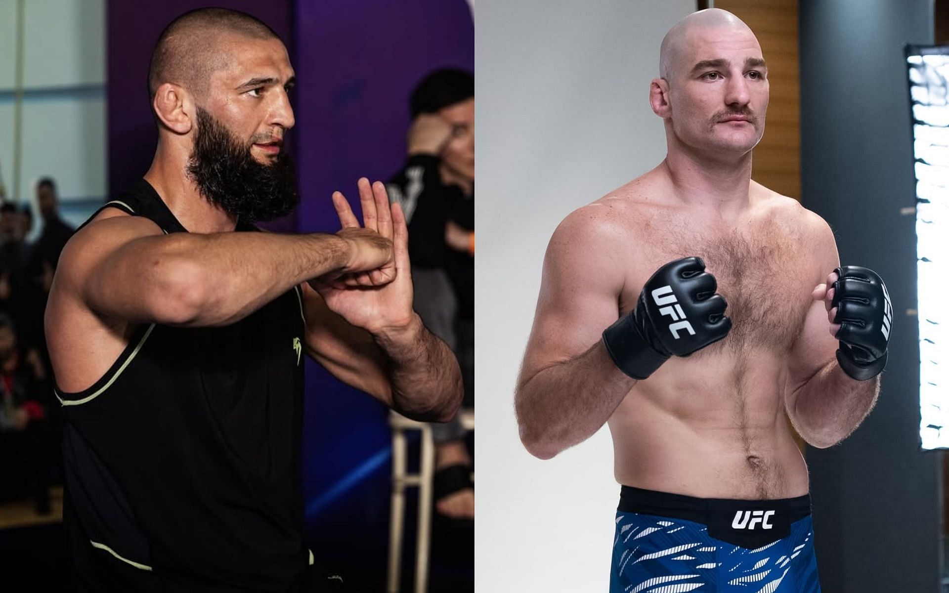 Khamzat Chimaev (left) fires back at Sean Strickland (right). [Images courtesy: @khamzat_chimaev and @ufc on Instagram]