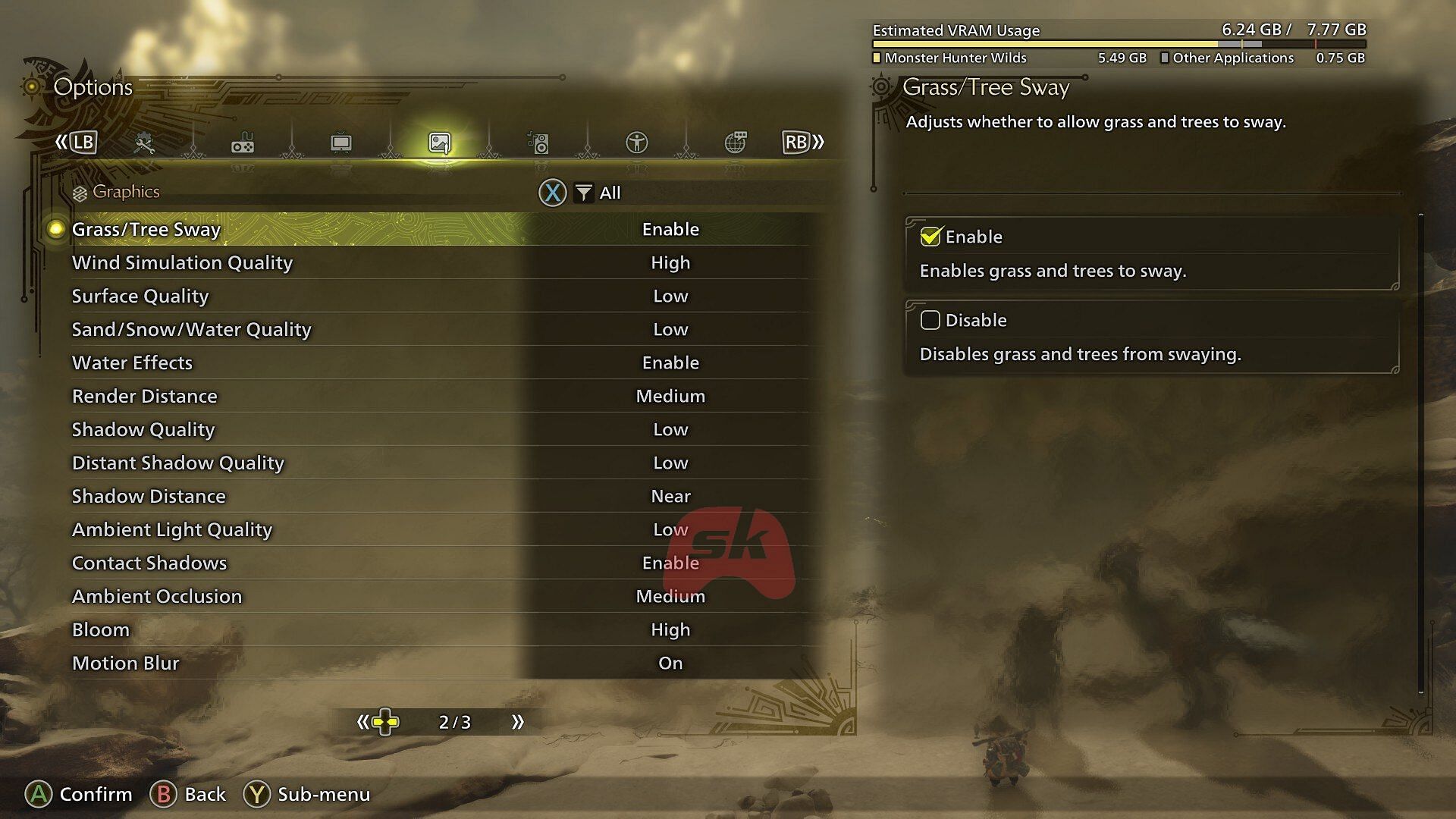 The PC settings tweaks (Image via Sportskeeda Gaming, Capcom)