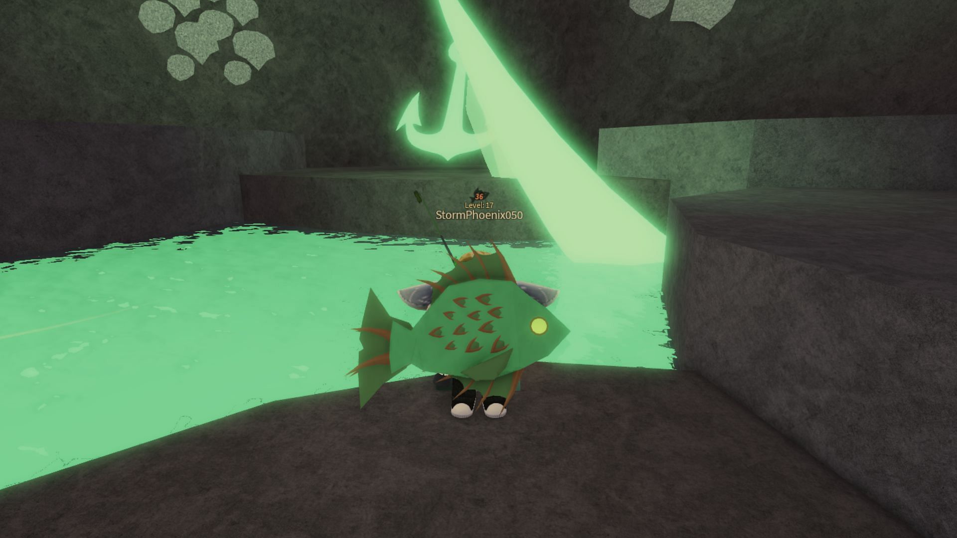 The fish in this pool are from different rarities (Image via Roblox)