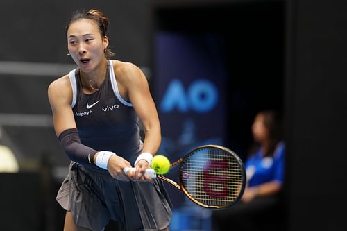 Qinwen in action during the Women's Singles Second Round match against Laura Siegemund on day four of the 2025 Australian Open - Source: Getty