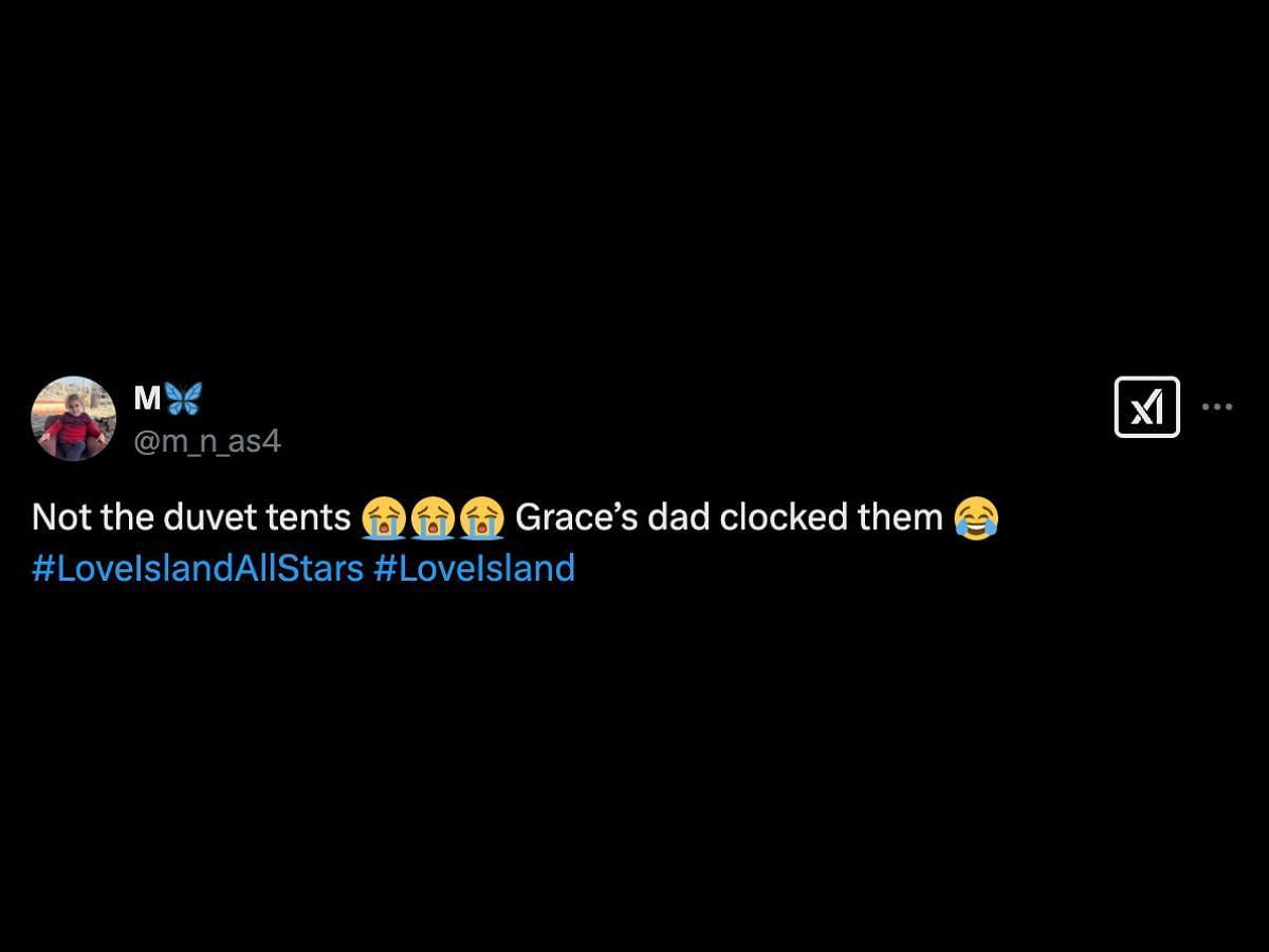 Love Island: All Stars fans react to Grace&#039;s conversation with her dad (Image via X/@m_n_as4)