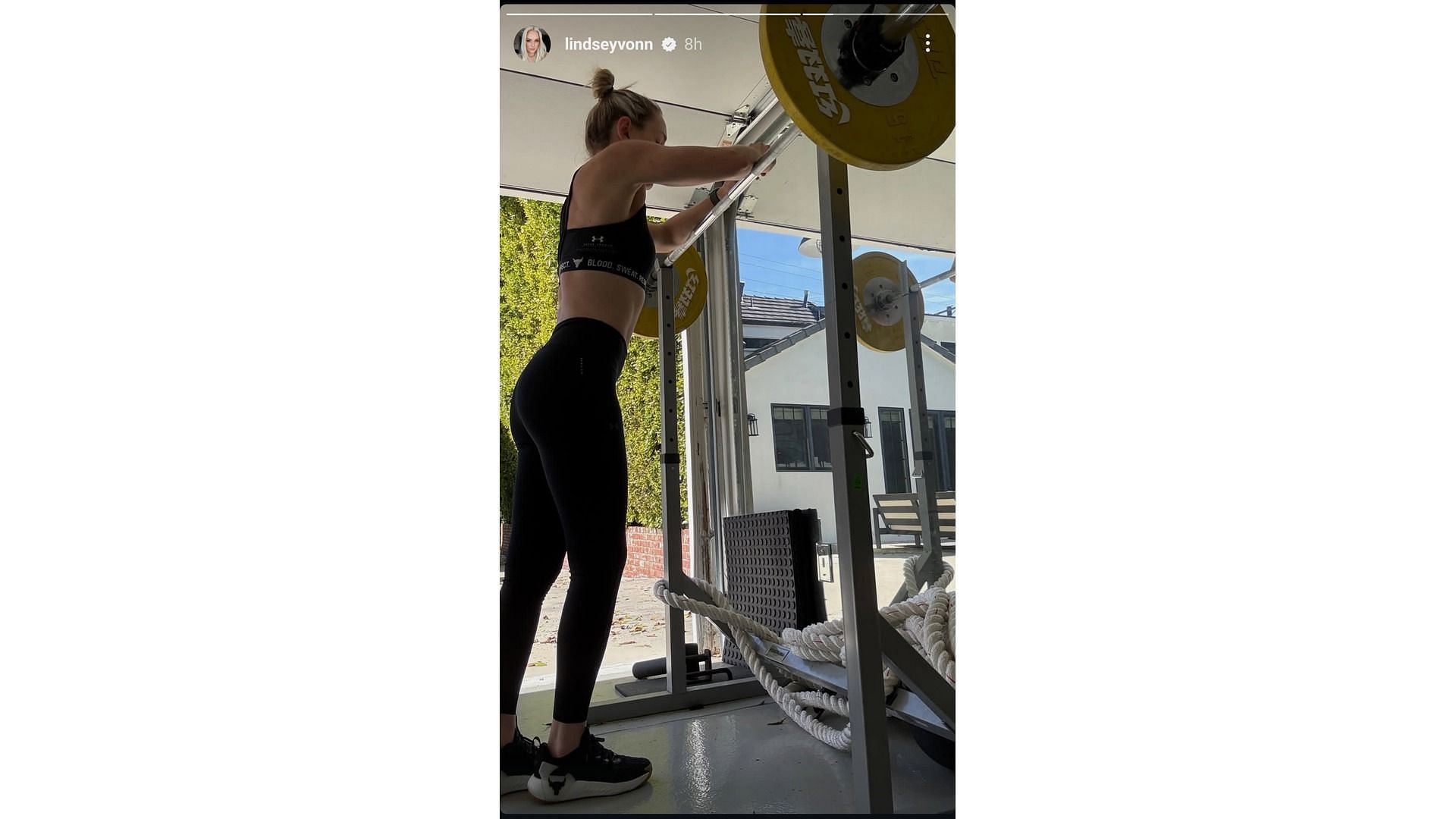 A glimpse of Vonn&#039;s training following Ski World Championships - Source: via @ lindseyvonn on Instagram