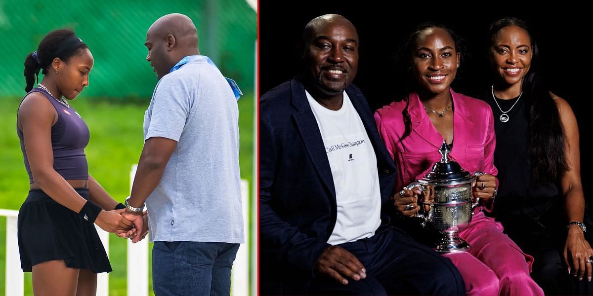 Coco Gauff with her mother Candi and father Corey | Getty