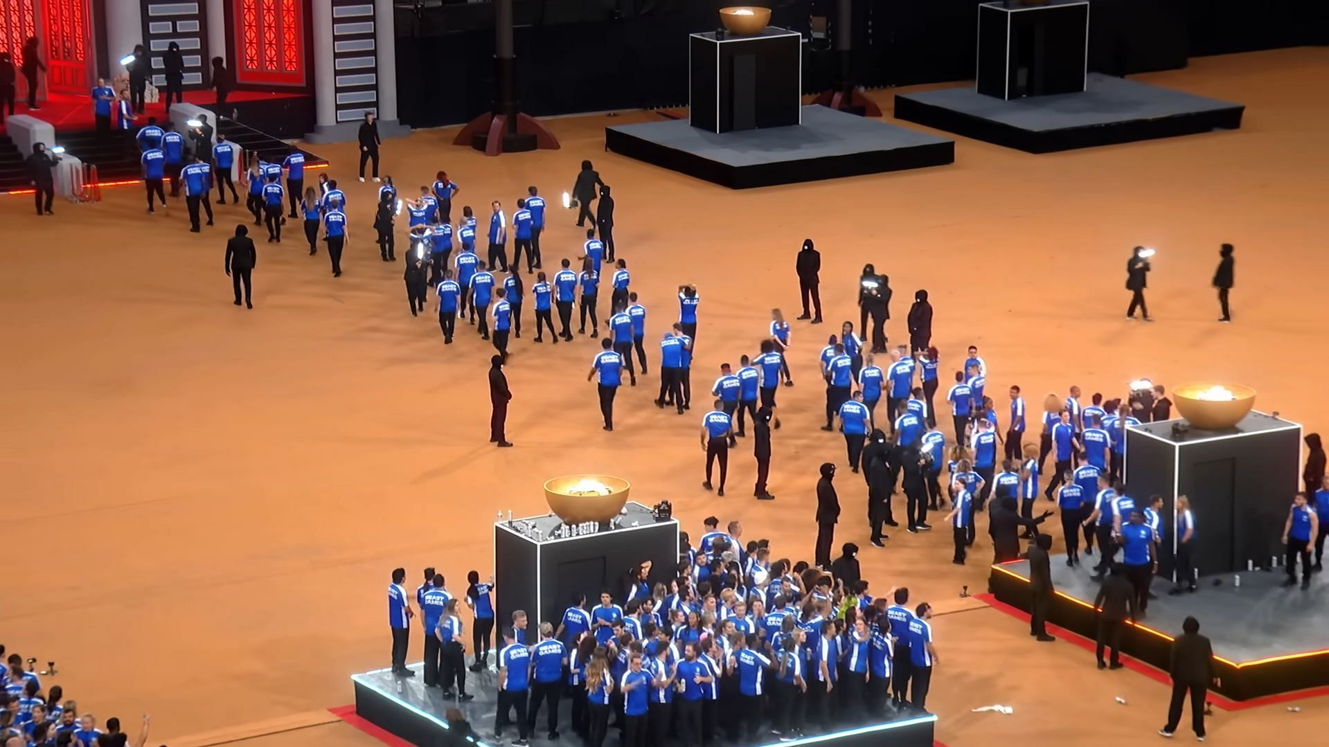 All the eliminated participants leaving the venue. (Image via Mr. Beast/Youtube)