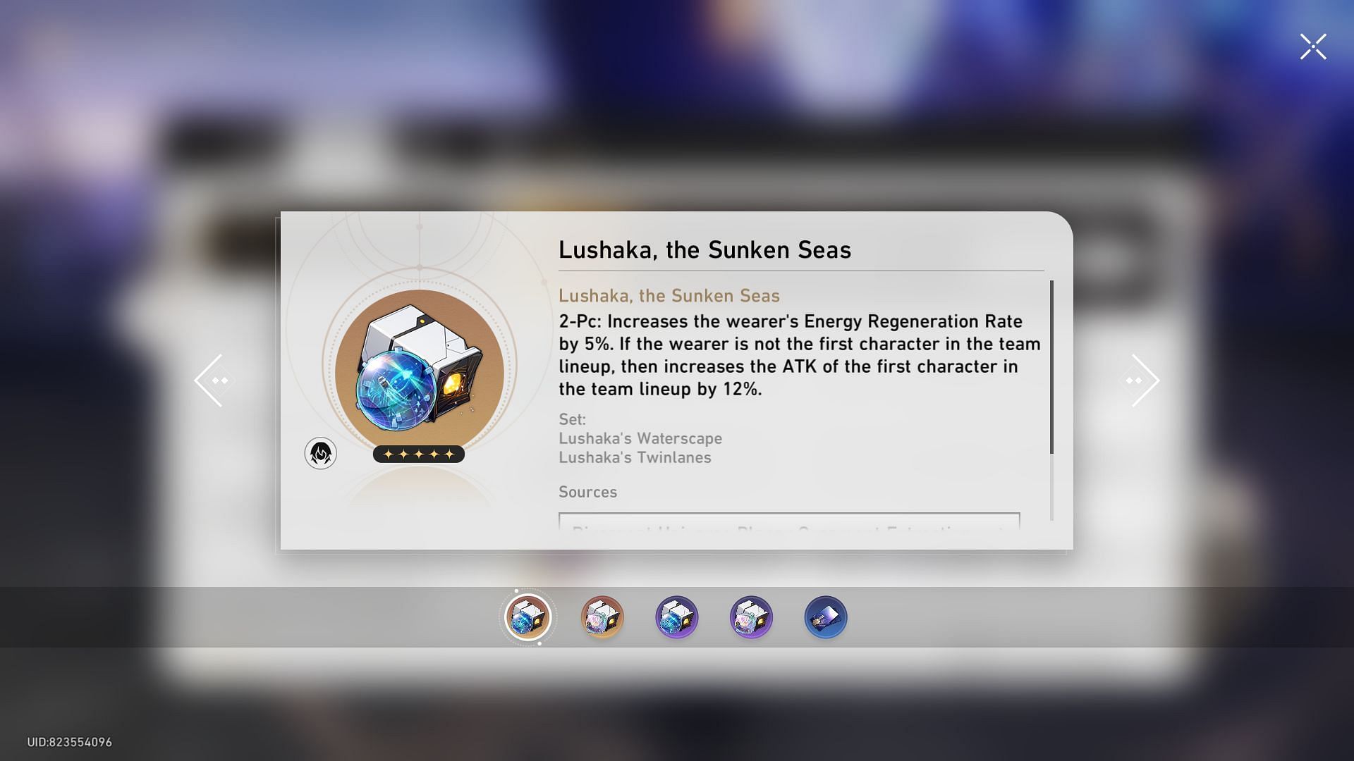 The Lushaka, the Sunken Seas Planar Ornament set (Image via Sportskeeda Gaming/HoYoverse)