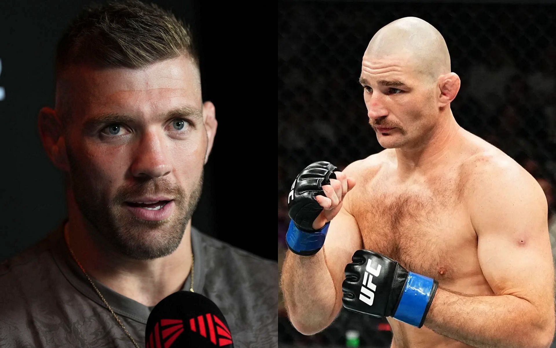 Dricus du Plessis (left) refrains from sharing his own health issues at UFC 312 while discussing Sean Strickland