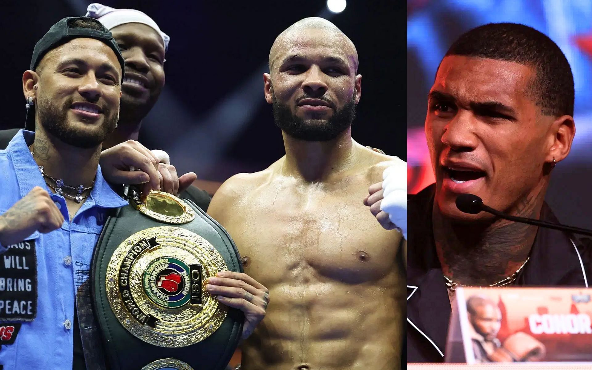 Conor Benn (right) claims that Chris Eubank Jr. (middle) owes Neymar Jr. &pound;4 million in gambling debt [Images courtesy: Getty Images]