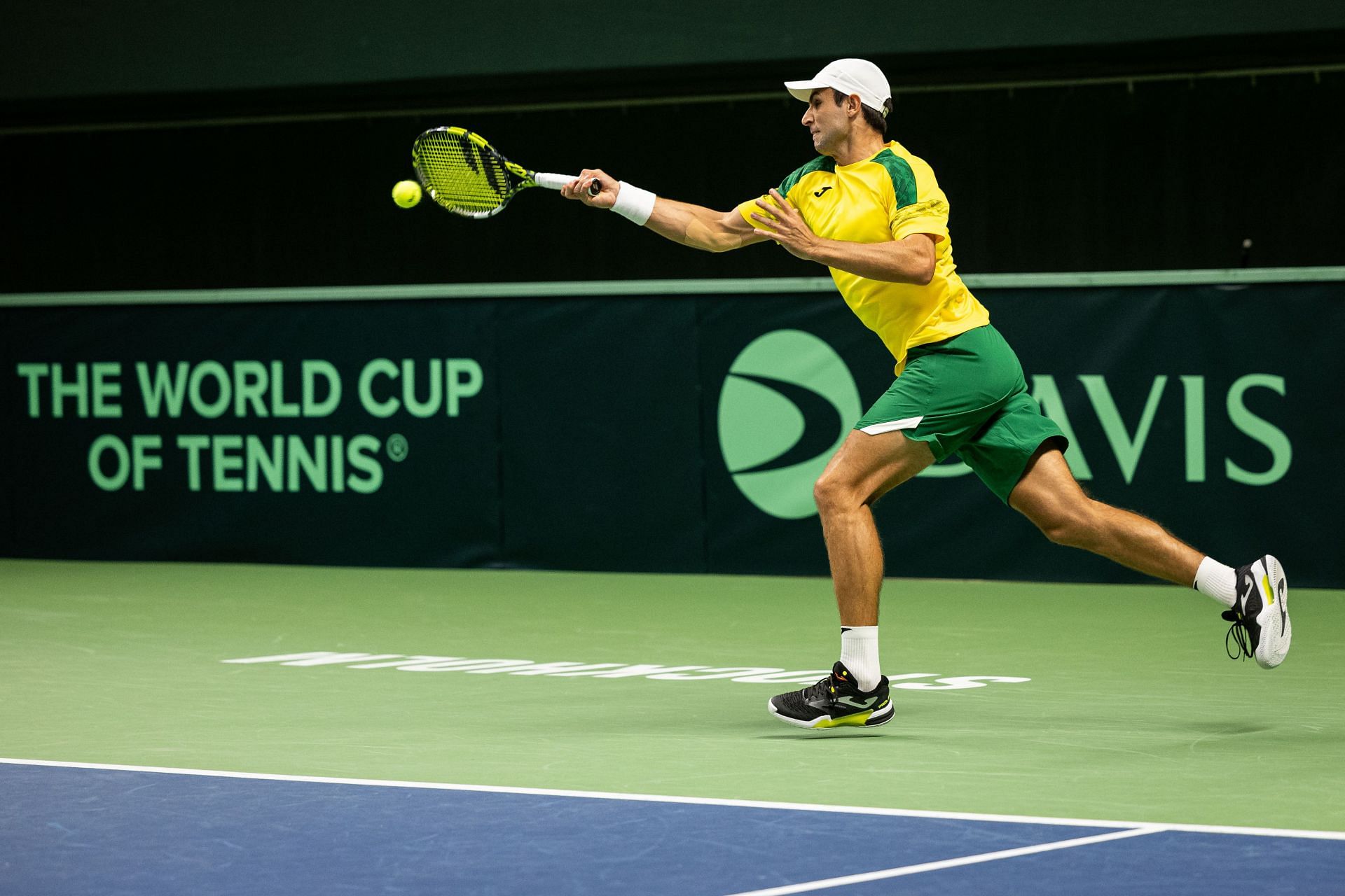 Vukic plays a forehand during the 2025 Davis Cup Qualifiers First Round: Day 1 - Source: Getty