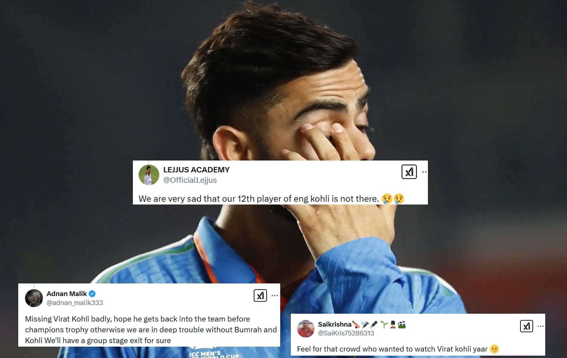 [Credit: Getty, @SaiKris75286313, @adnan_malik333, @OfficialLejjus X handles]
