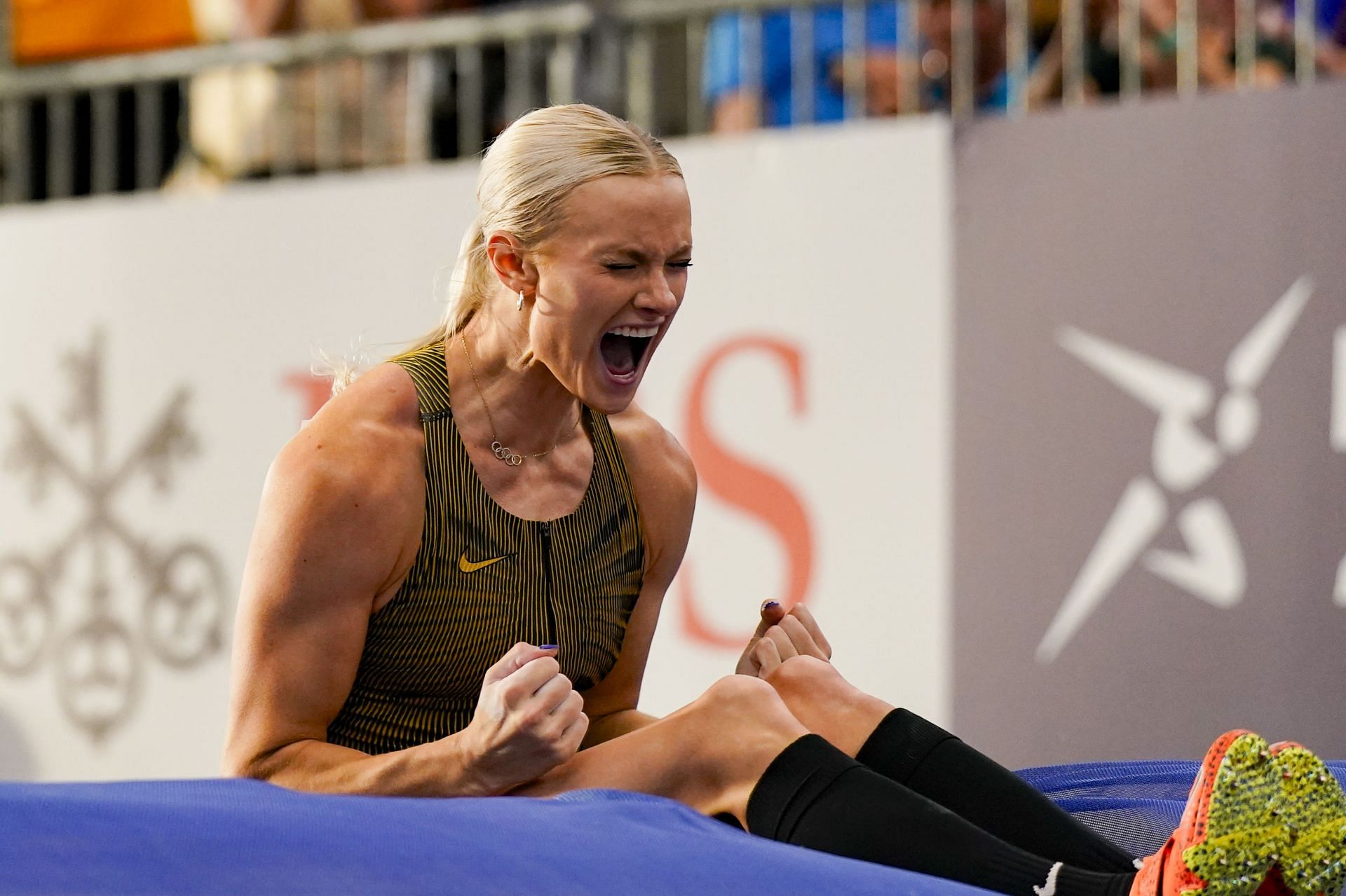 Katie Moon after clinching third place in the pole vault event during the 2024 Zurich Diamond League event (Image via: Getty Images)