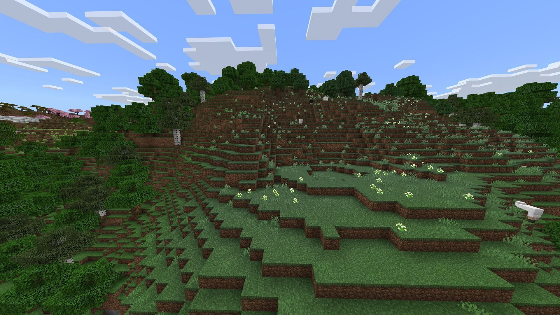 Meadows see an improvement in the generation of grass and flowers (Image via Sportskeeda Gaming/Mojang Studios)