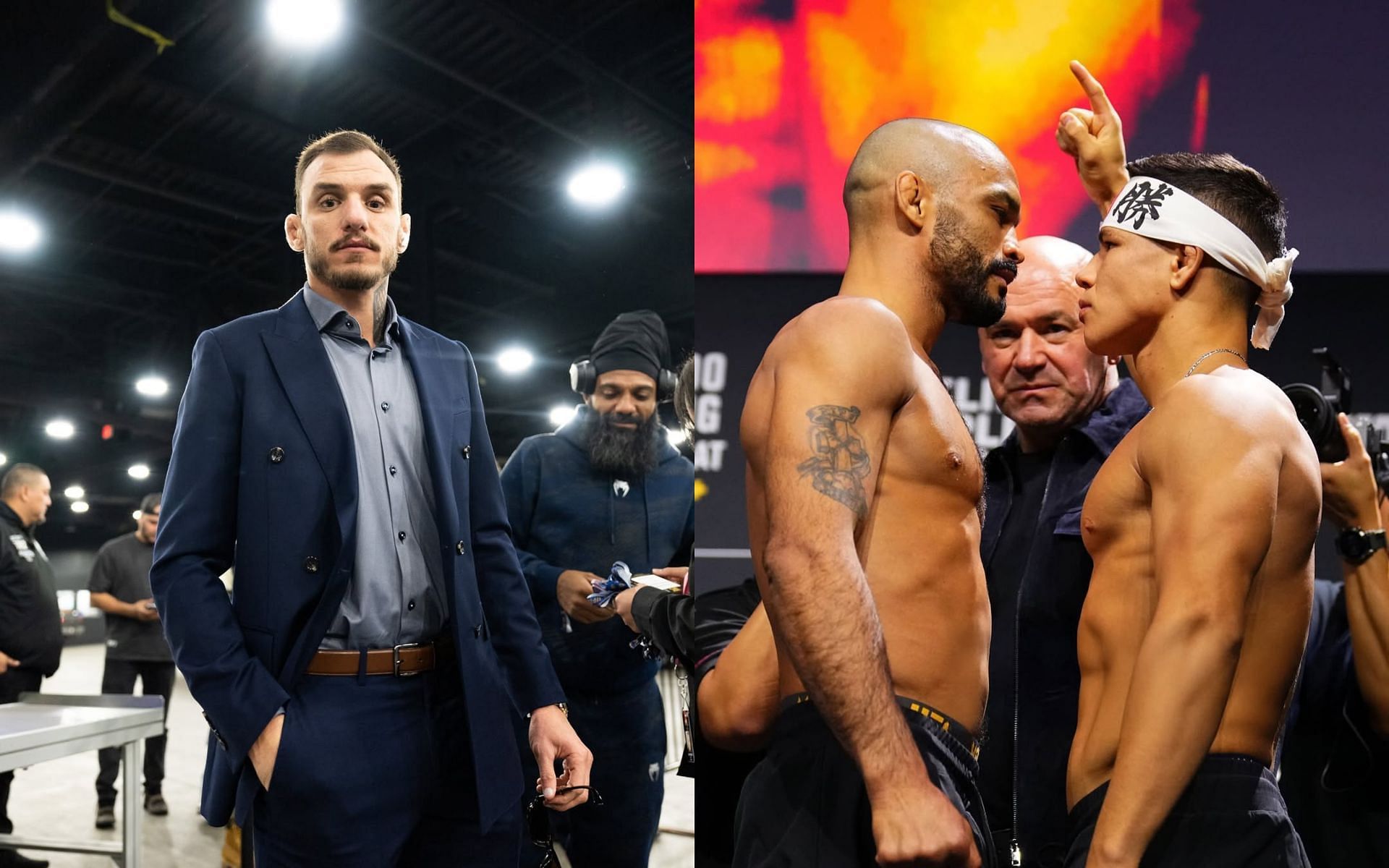 Renato Moicano (left) calls a robbery after Jean Matsumoto (far right0 vs. Rob Font (middle right) decision at UFC Seattle. [Images courtesy: @ufccanada and @jeanmatsumoto on Instagram]