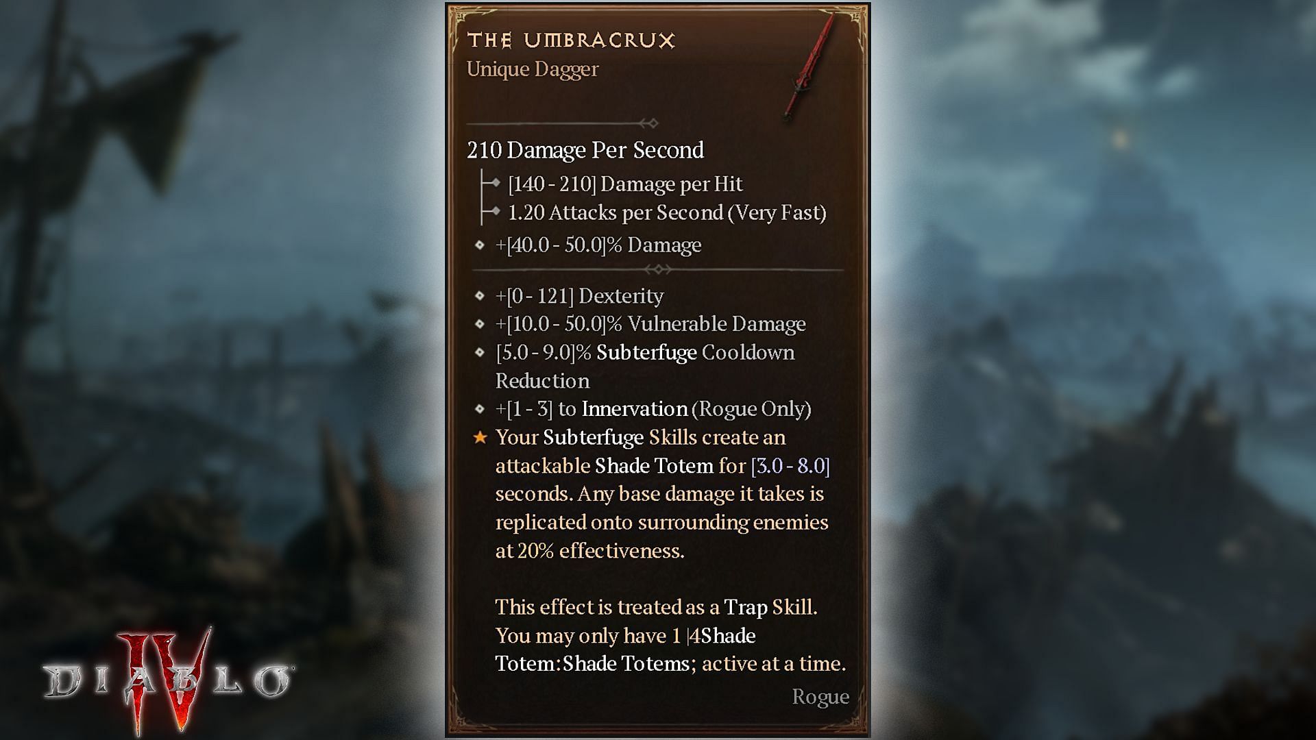 The Umbracrux stats (Image via Blizzard Entertainment)