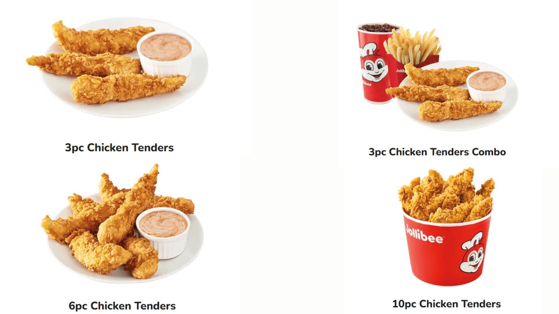 There are a few options for those wanting to try the new Chicken Tenders (Image via Jollibee)