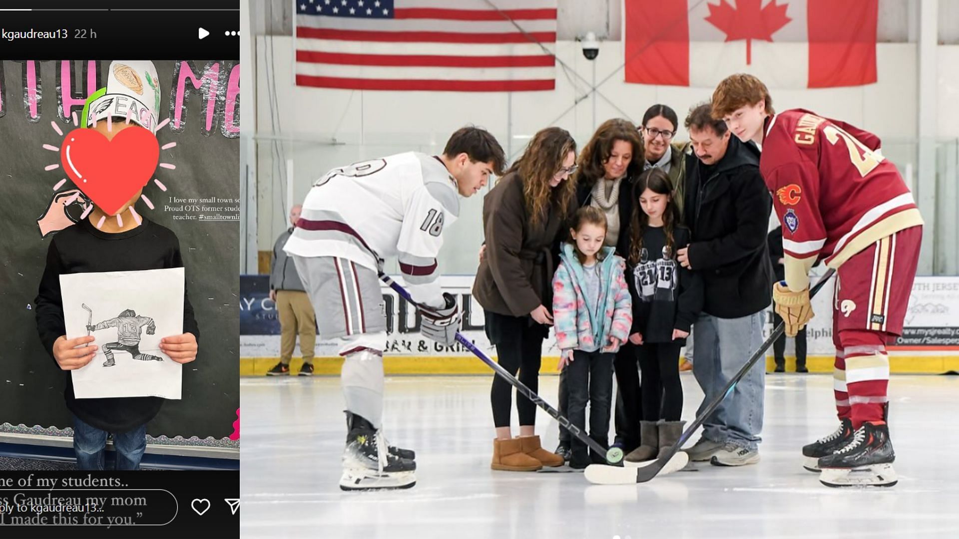 The Gaudreau family at Gloucester Catholic High School. (Credit: IG/@katiegaudreau13, @gchsrams)