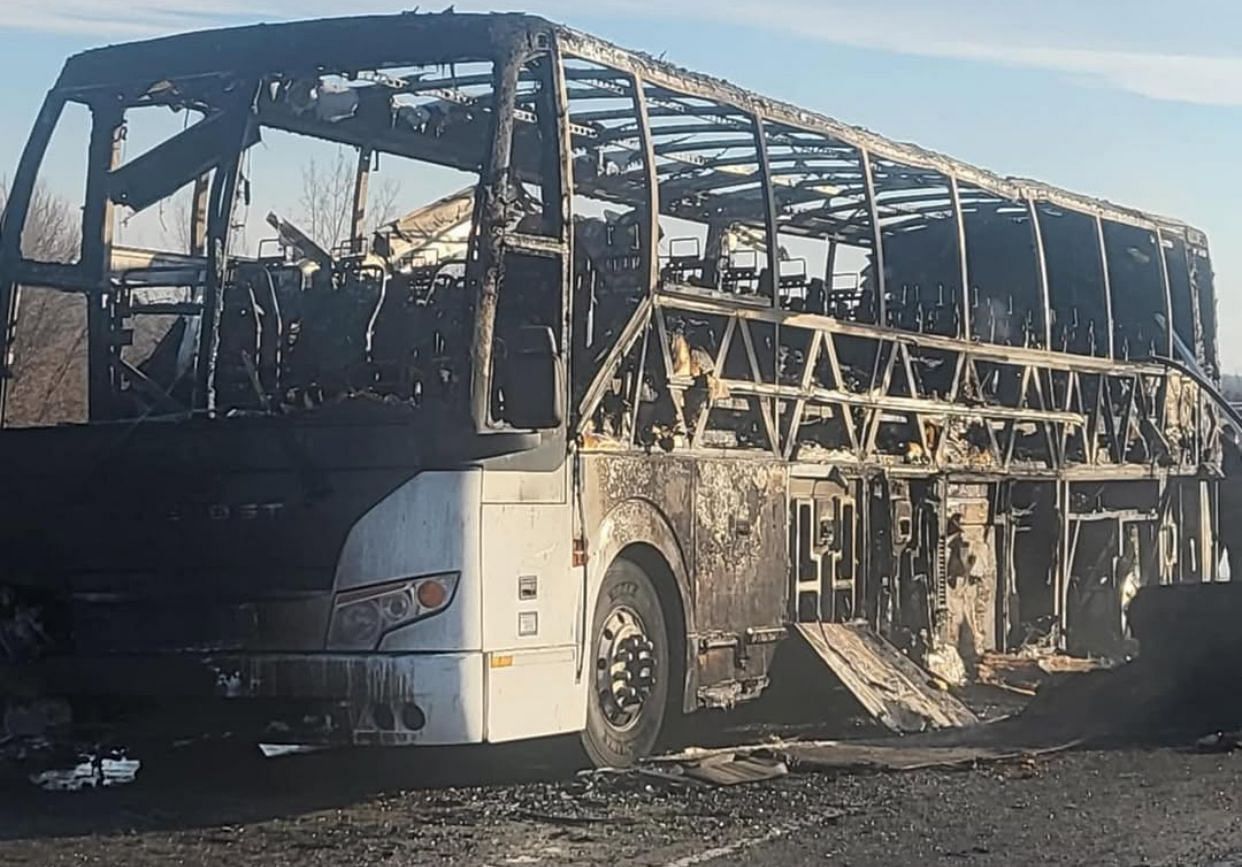 IU Indianapolis MBB team bus catches fire after road loss vs Northern Kentucky. IG image via @cbbconnect