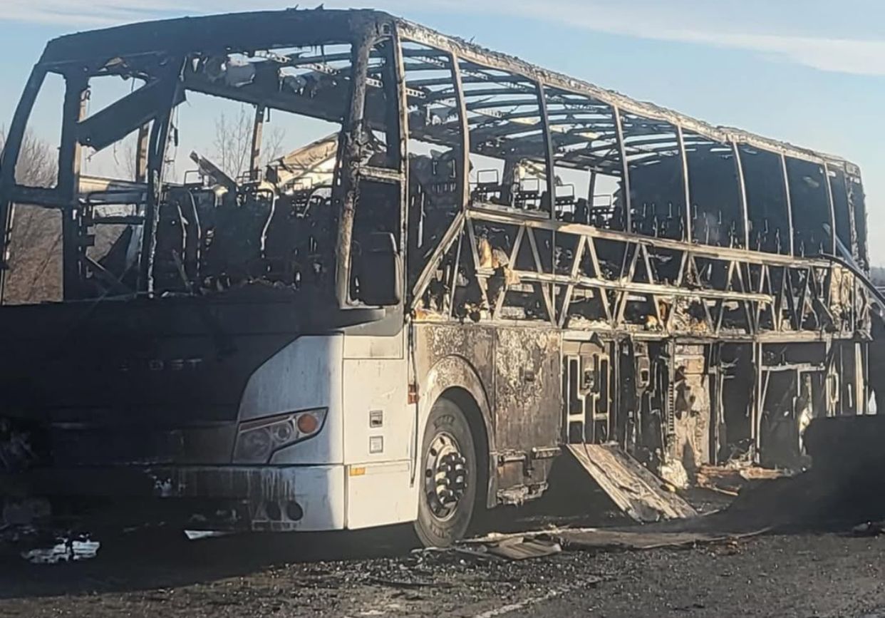 IN PHOTOS: IU Indianapolis MBB team bus left in ashes following win against Northern Kentucky