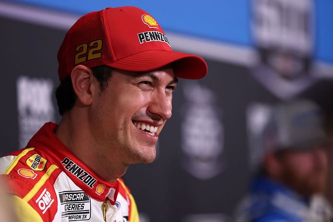 NASCAR champion Joey Logano meets $5M Basketball royalty Caitlin Clark as they trade Kyle Busch card