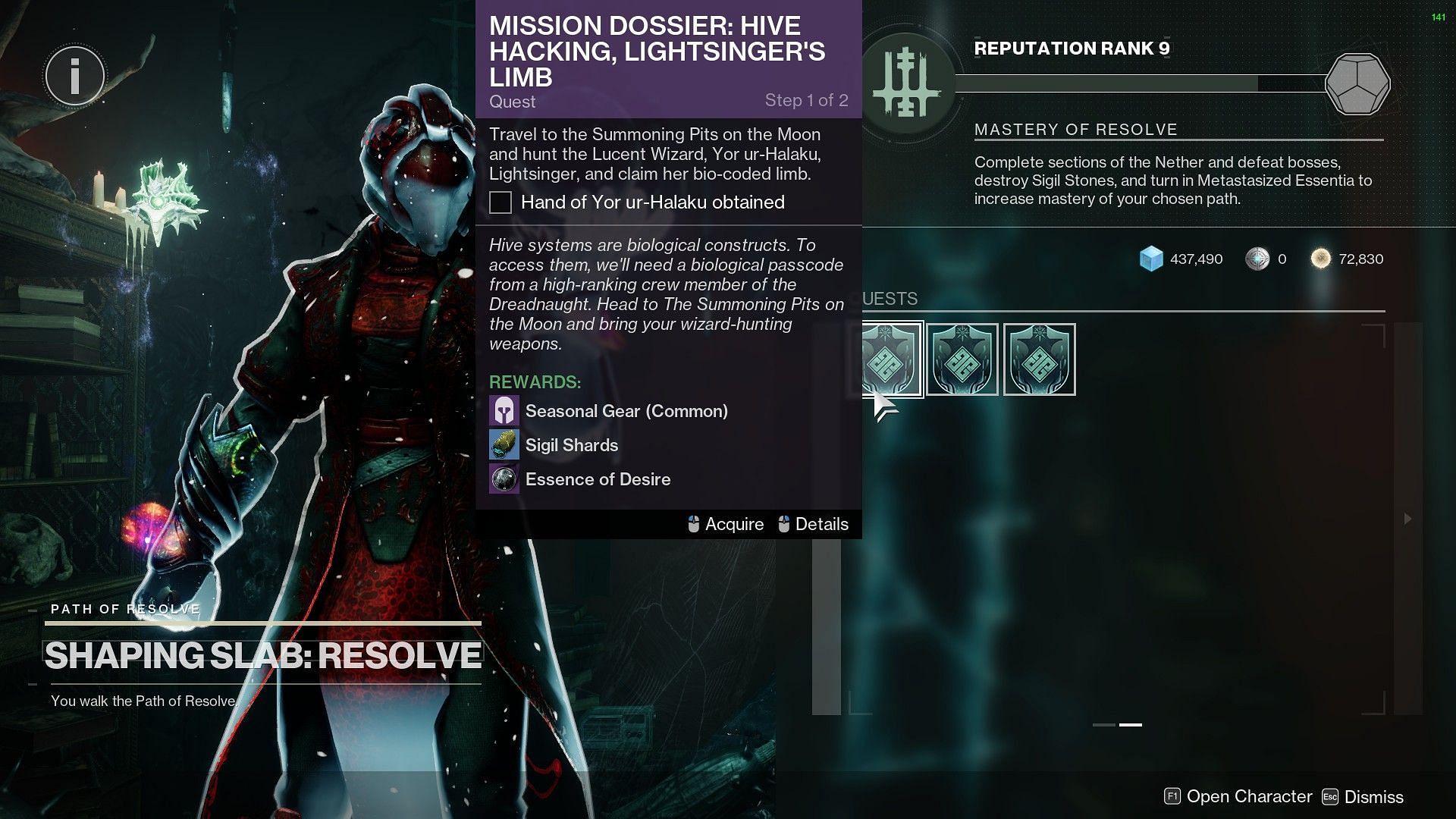 Three quests from the last mission steps (Image via Bungie) 