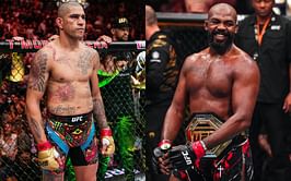 Jon Jones reacts to Alex Pereira's 'I want Bones' comment while the latter leaves it at the hands of UFC to make the fight happen