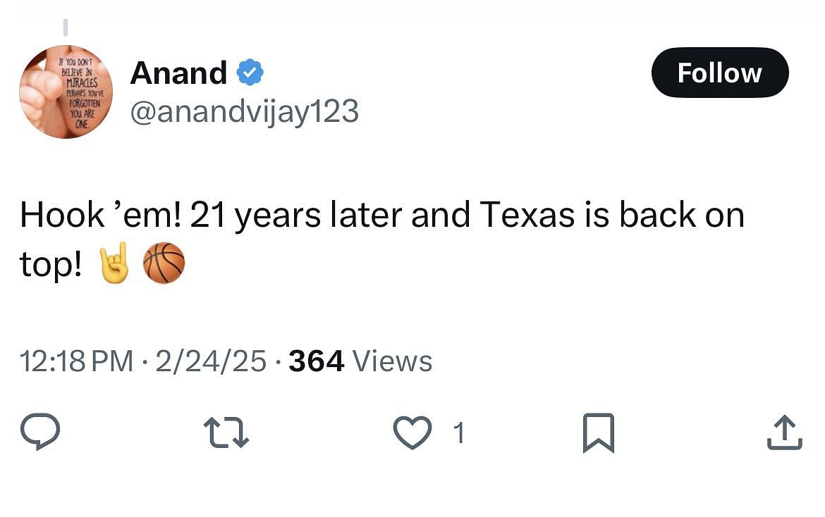 A Texas fan replies to ESPN&#039;s post on X