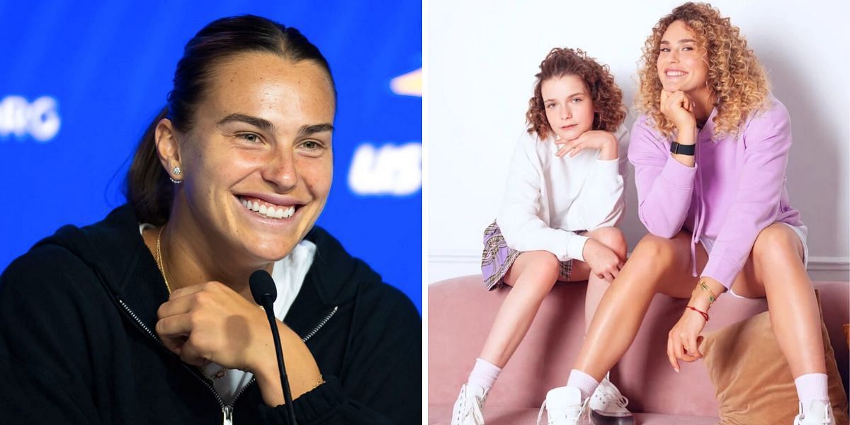 Aryna Sabalenka (L) with her sister Tonechka (R) [Image Source: Getty Images, Instagram/@arynasabalenka]