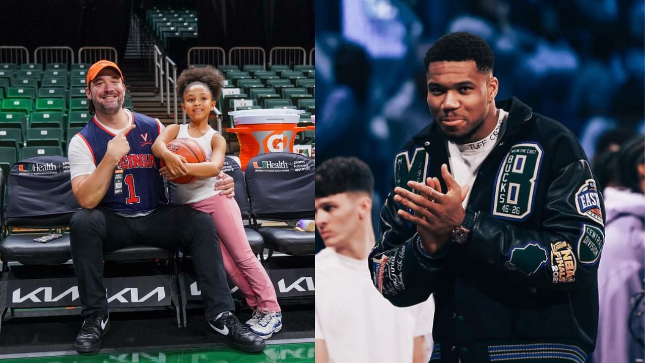 Giannis Antetokounmpo reacts to Alex Ohanian buying an Antetokounmpo licensed toy from ghostwrite during the All-Star weekend. [photo: @giannis_an34/IG, @alexisohanian/IG]