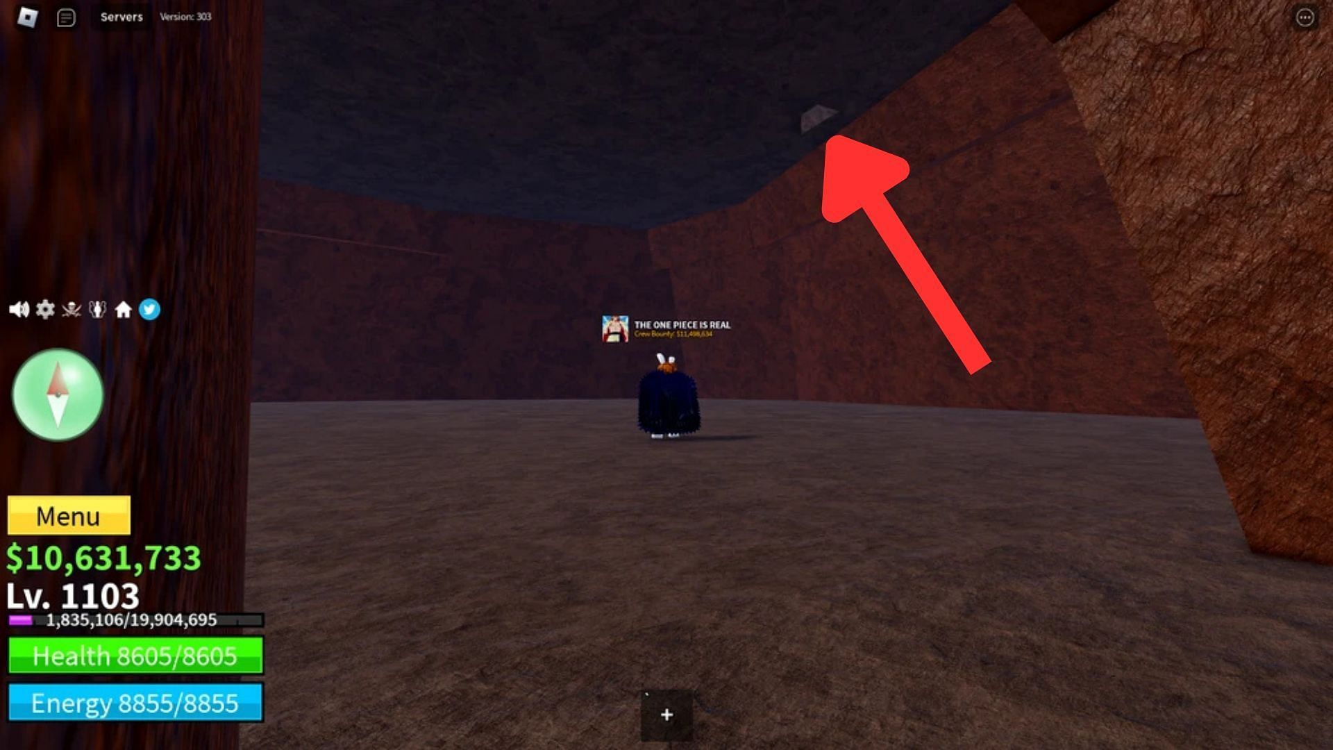 Blue Flower location in Cave Island (Image via Roblox)