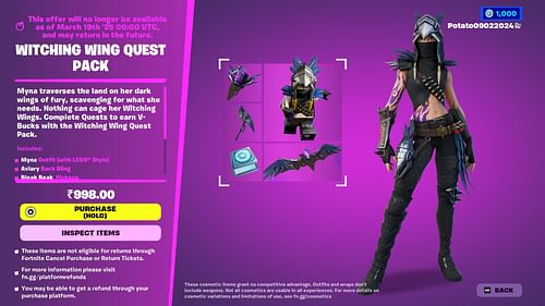 You can now purchase the Witching Wing Quest Pack in Fortnite (Image via Epic Games)