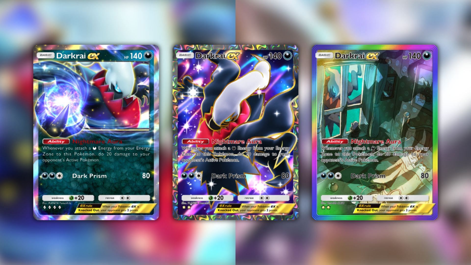 All Darkrai ex variants in the game (Image via The Pokemon Company)