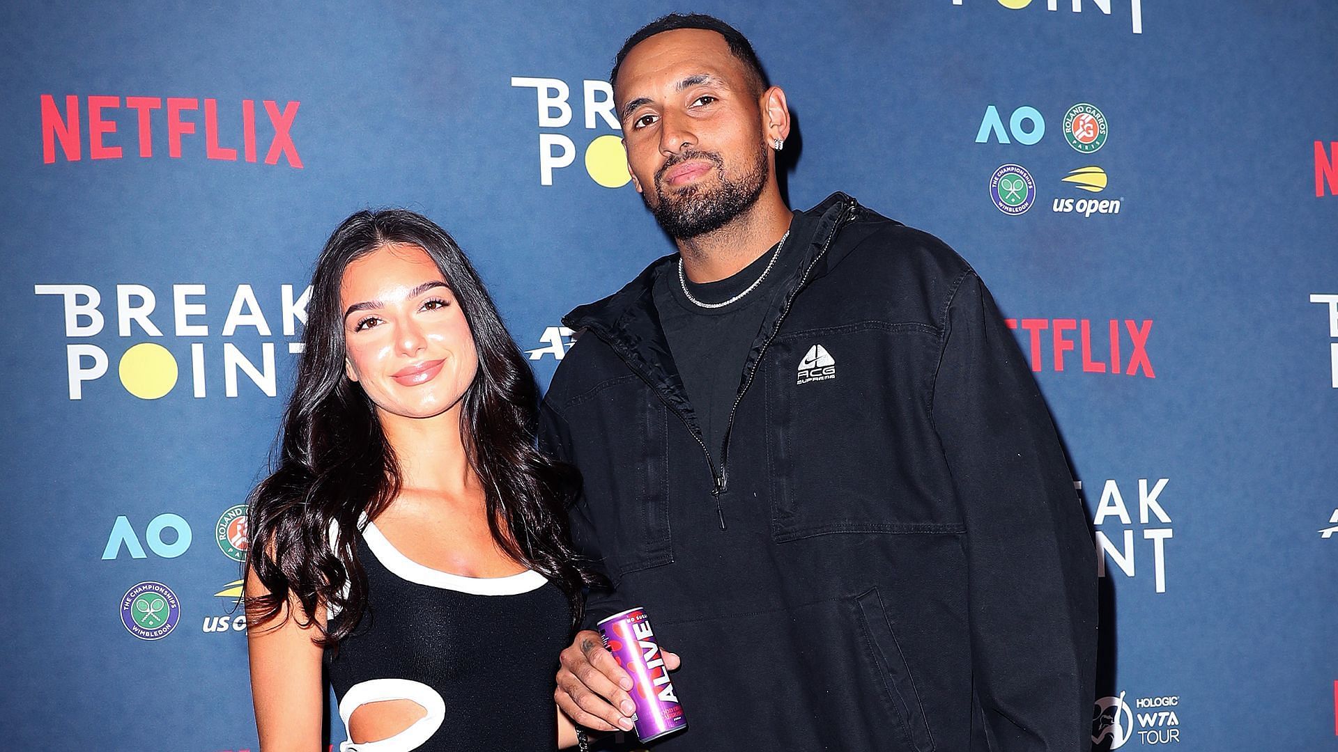 Nick Kyrios with his girlfriend Costeen Hatzi. Source: Getty