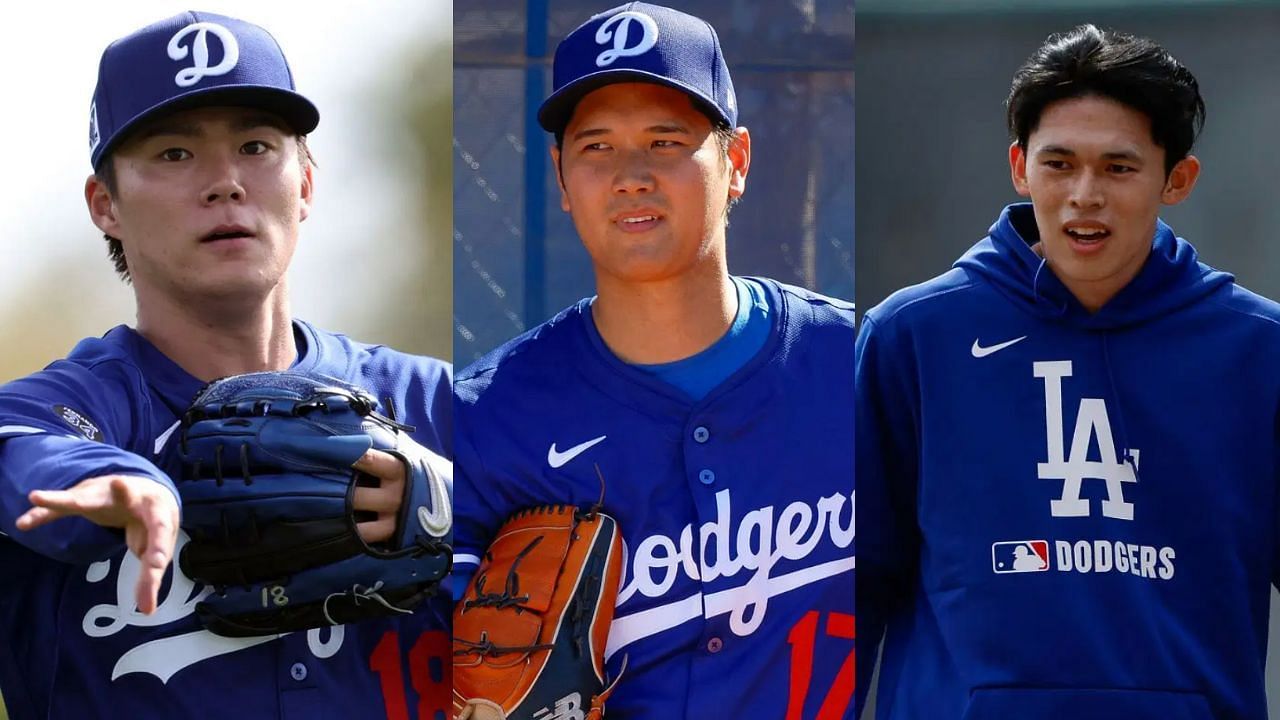 (Left to right) Yoshinobu Yamamoto, Shohei Ohtani and Roki Sasaki (Images from - Getty)