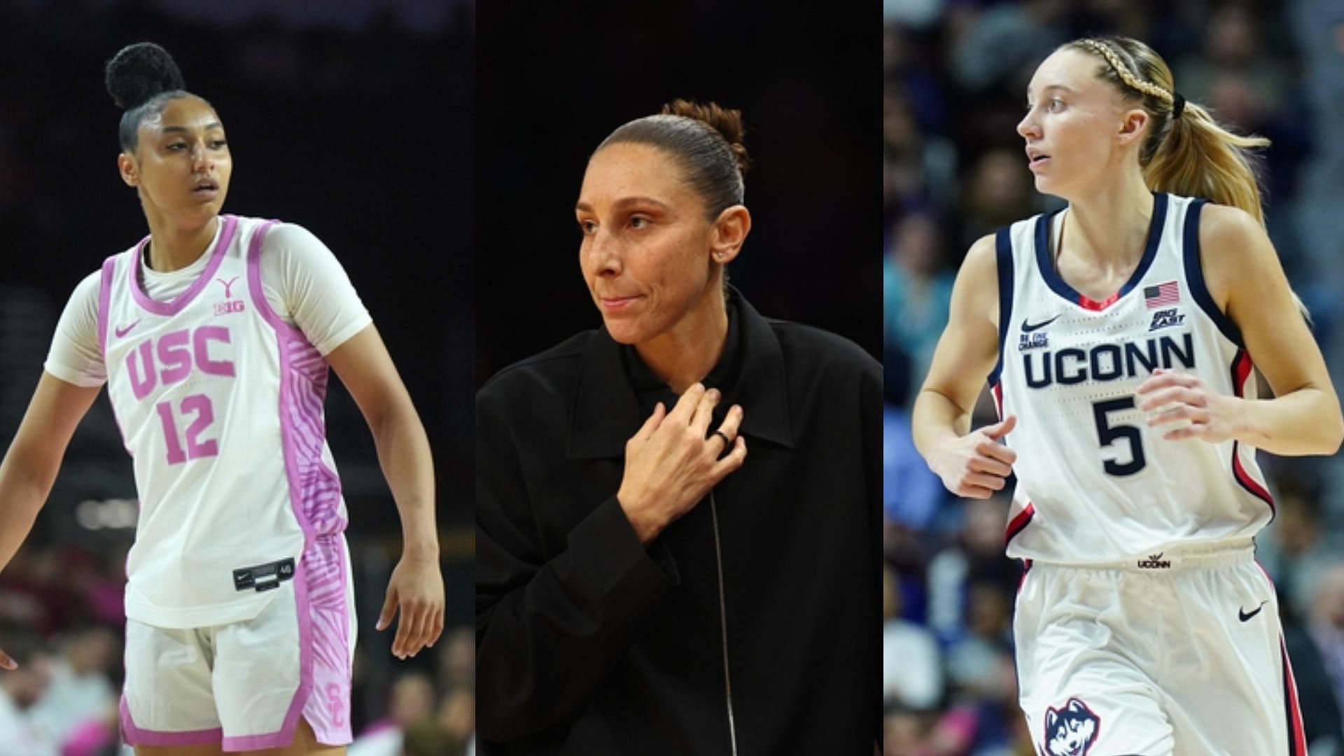 JuJu Watkins, Diana Taurasi and Paige Bueckers 