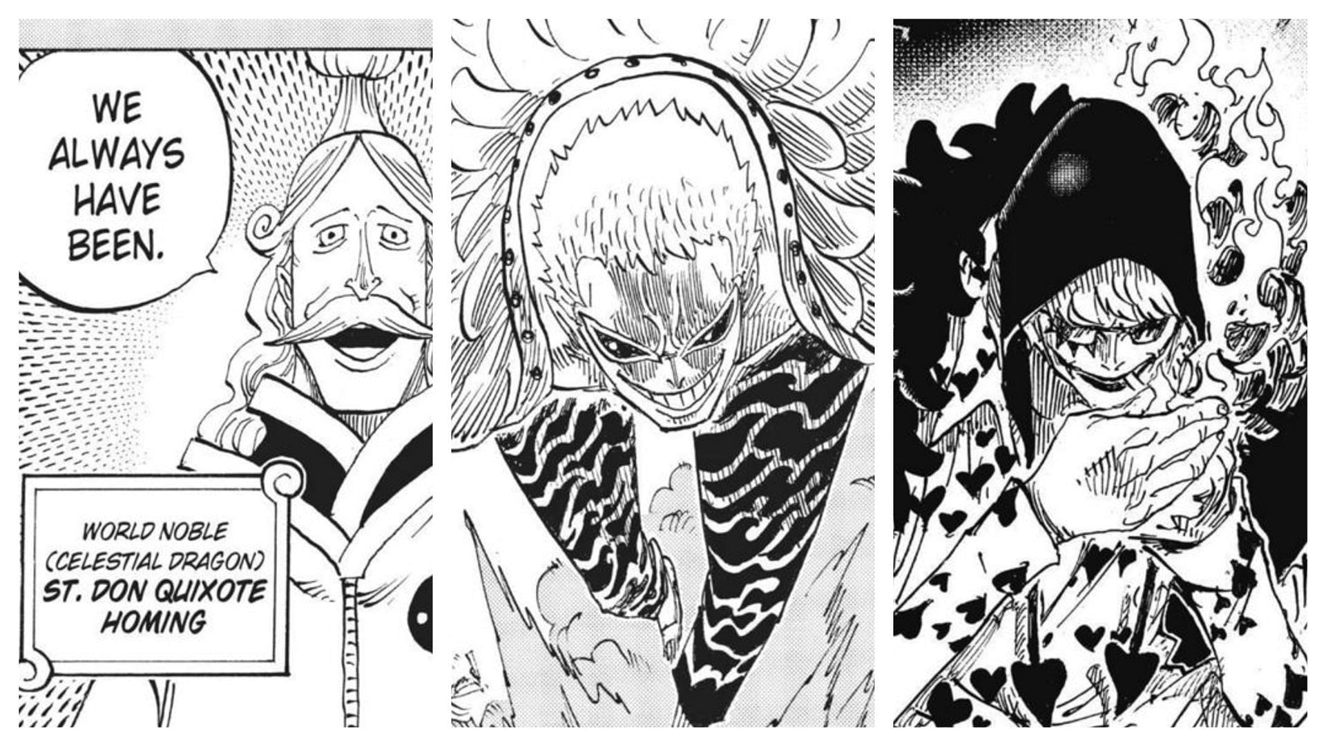 Homing, Doflamingo, and Rosinante as seen in the One Piece manga (Image via Shueisha)