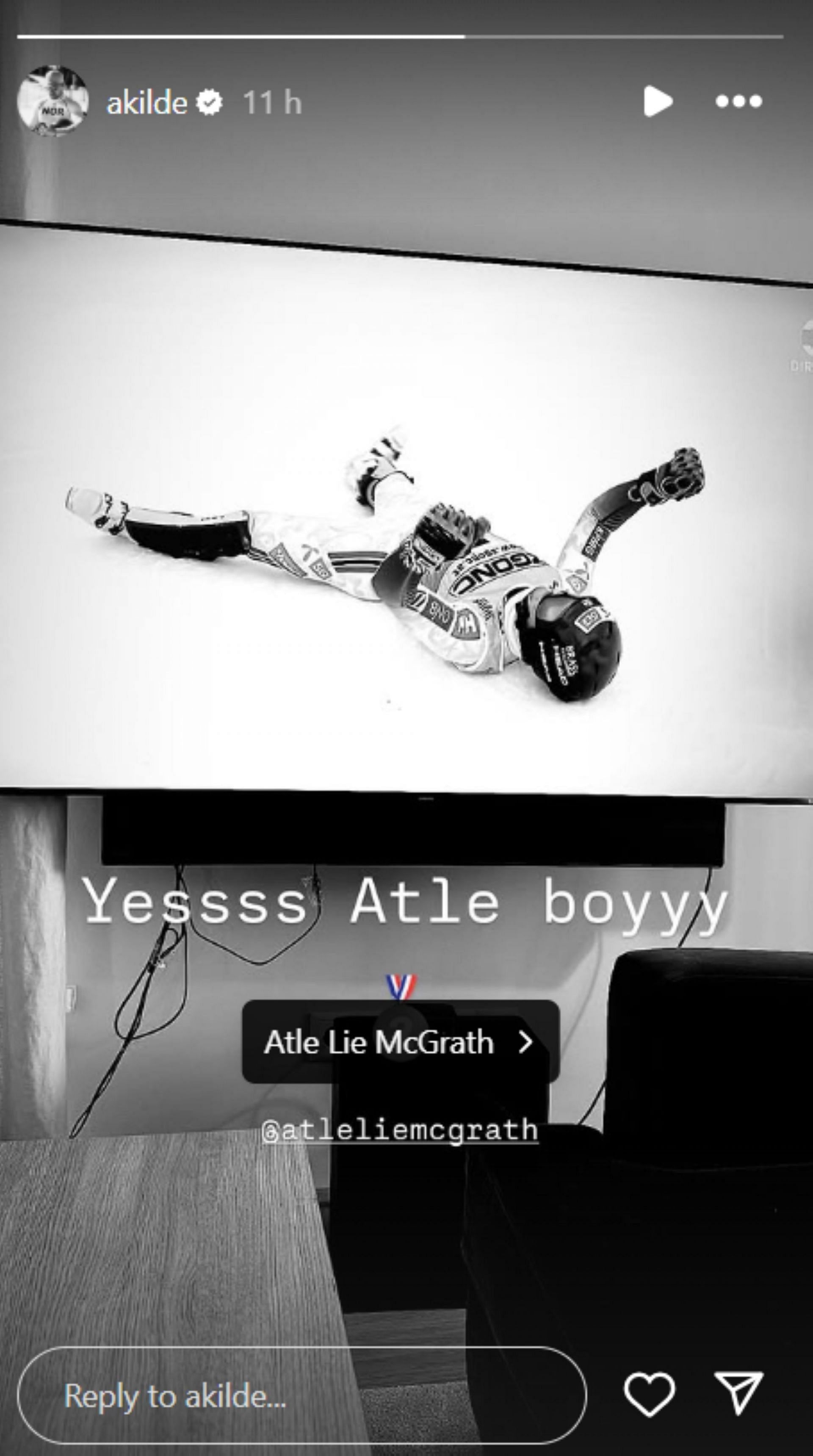 Mikaela Shiffrin&#039;s fiance Aleksander Kilde hails Atle Lie McGrath; Instagram - @akilde