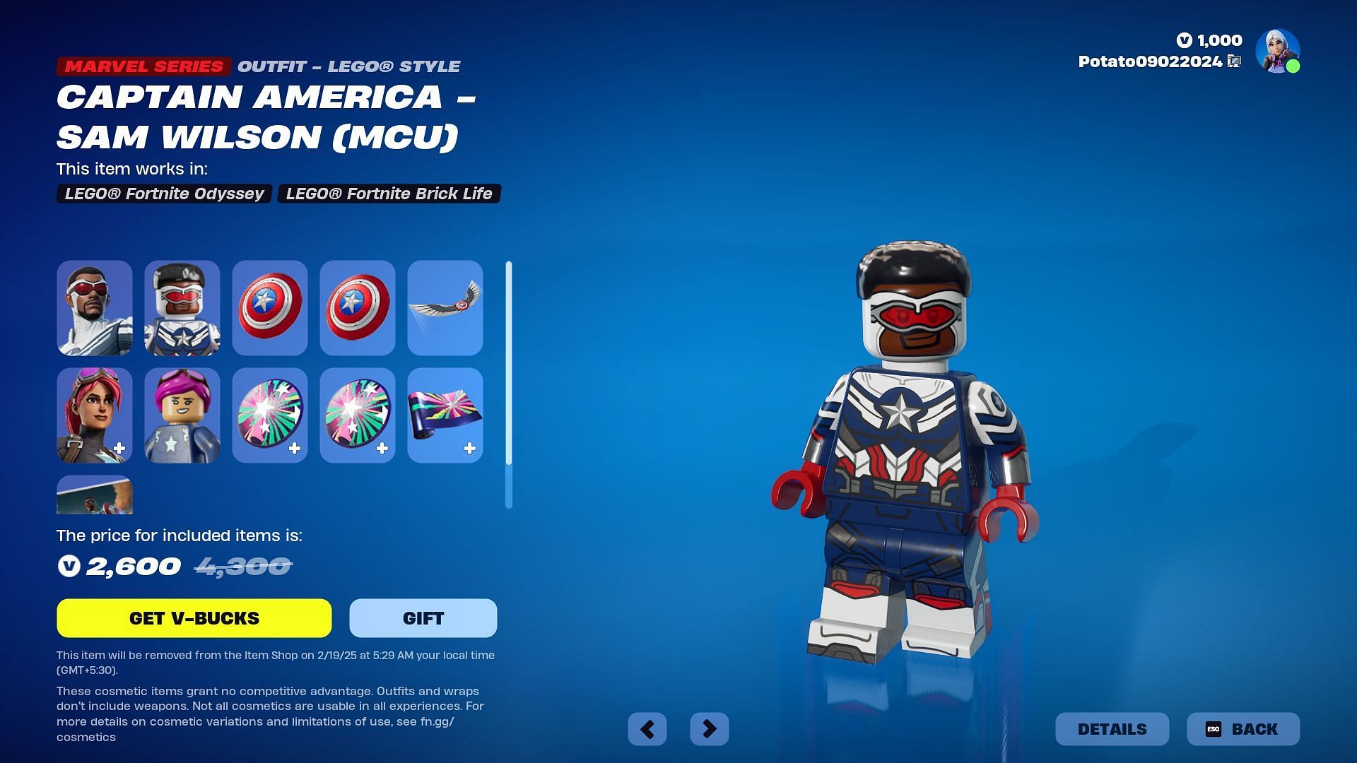 Captain America and BriteStar will remain listed until February 19, 2025 (Image via Epic Games)