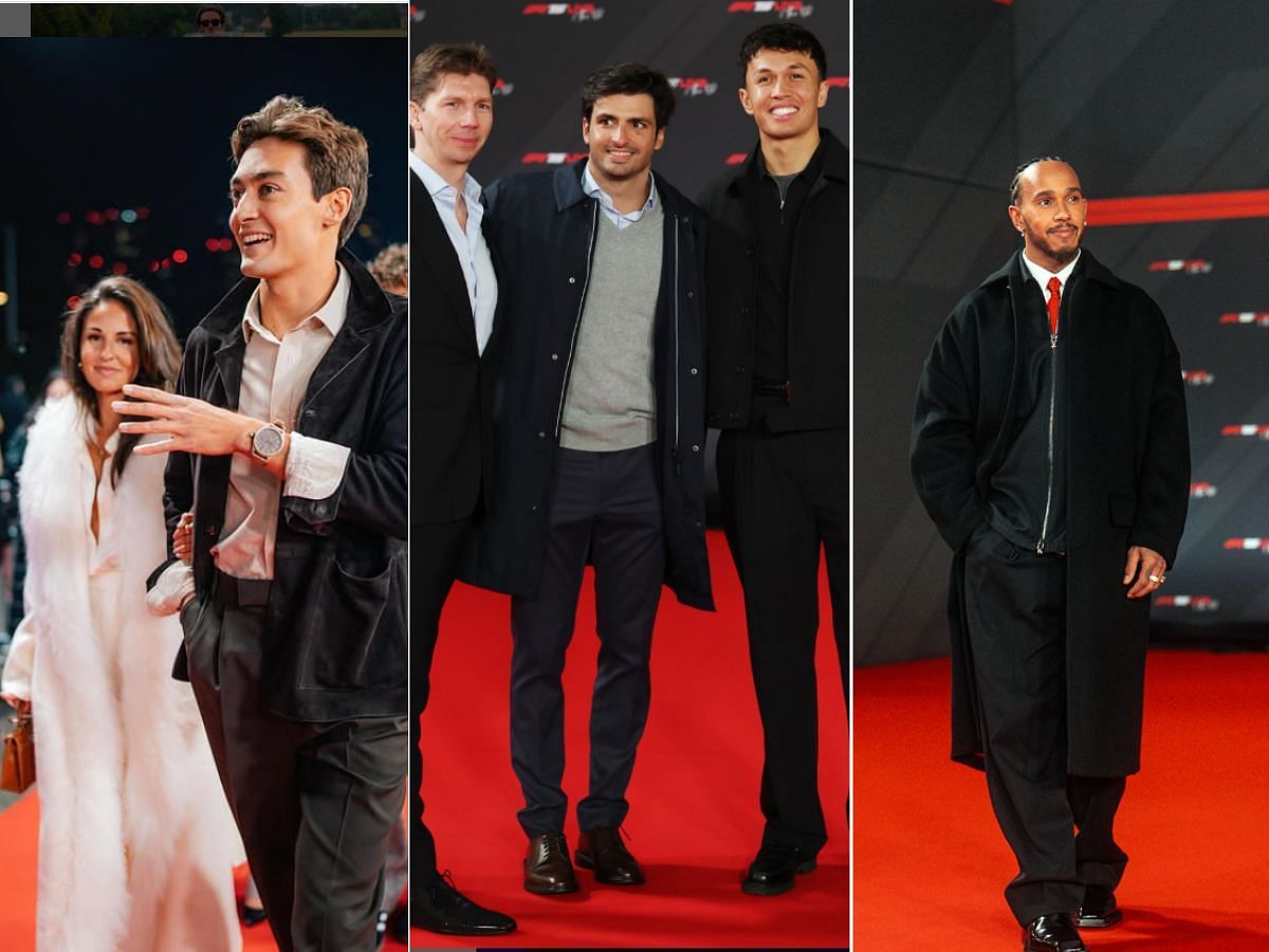 5 top dressed stars feat. Lewis Hamilton at the F1 launch (Image via Instagram/ @georgerussell63, @williamsracing, @ferraristyle)