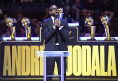 PHOTO: Andre Iguodala Jr. shares snap with 4x NBA champ father during Golden State Warriors jersey retirement