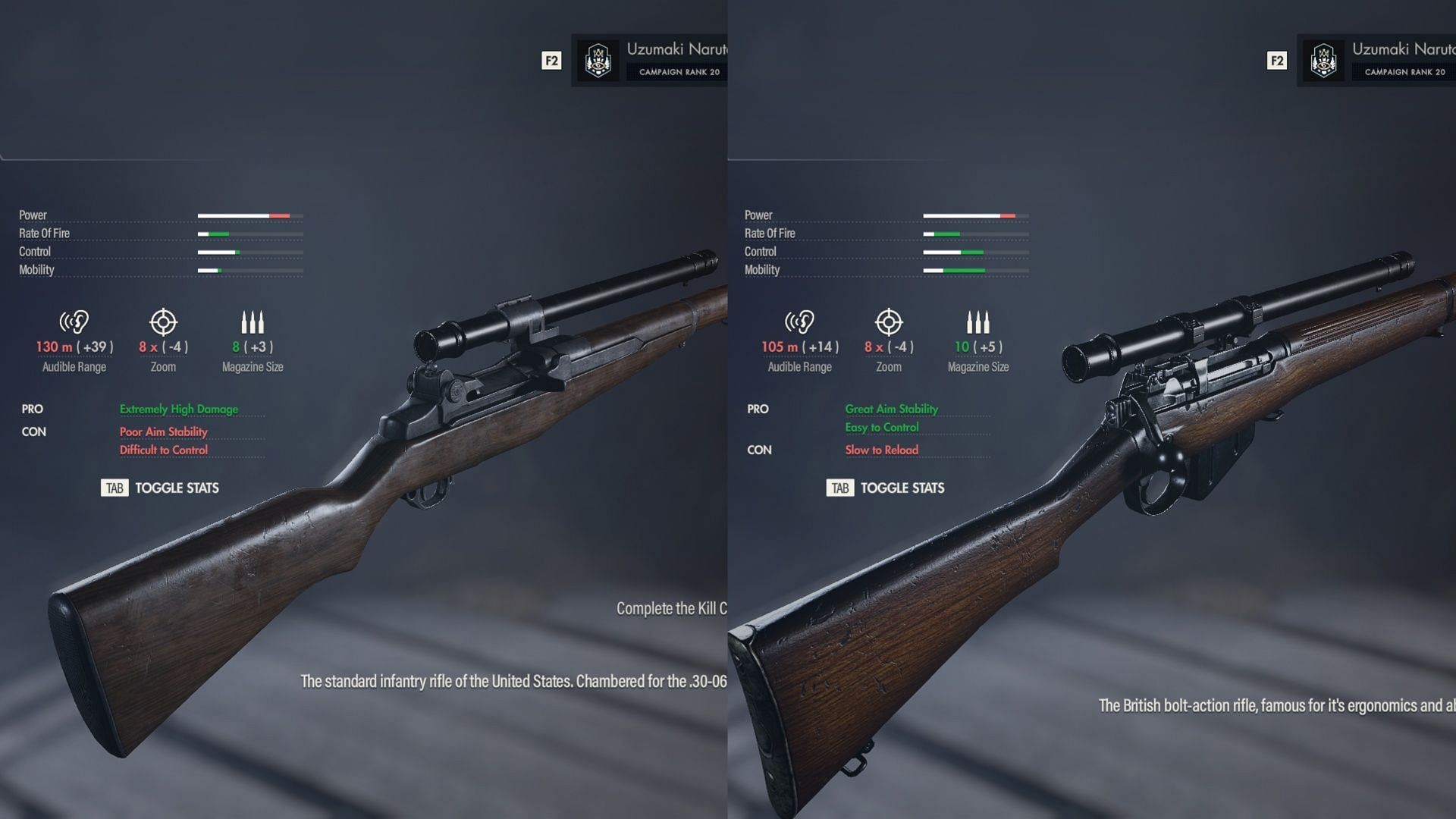 M1 Garand and Lee No.4 are two of the finest Sniper Elite Resistance rifles (Image via Rebellion)