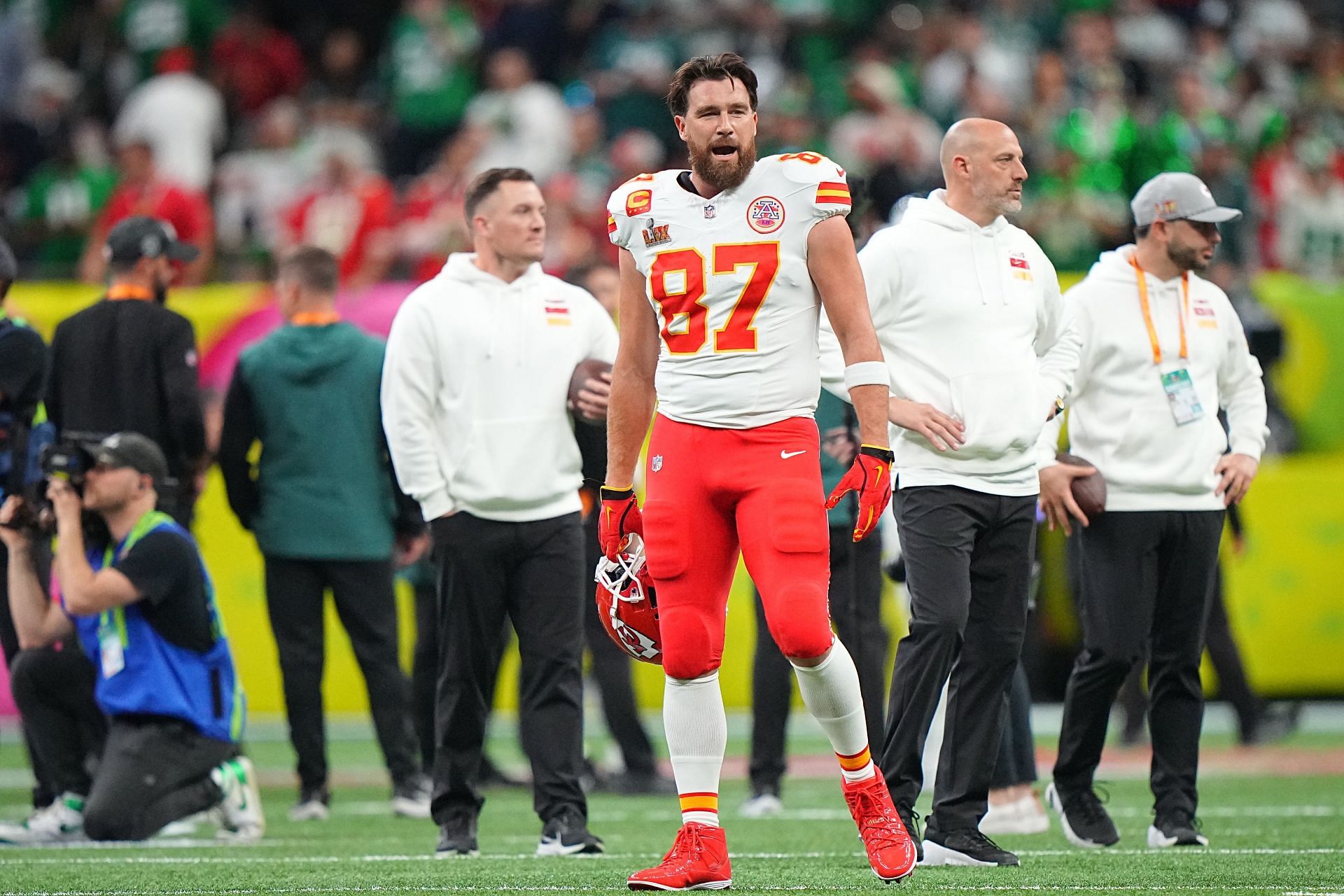 Travis Kelce during Kansas City Chiefs v Philadelphia Eagles, Super Bowl LIX - Source: Getty