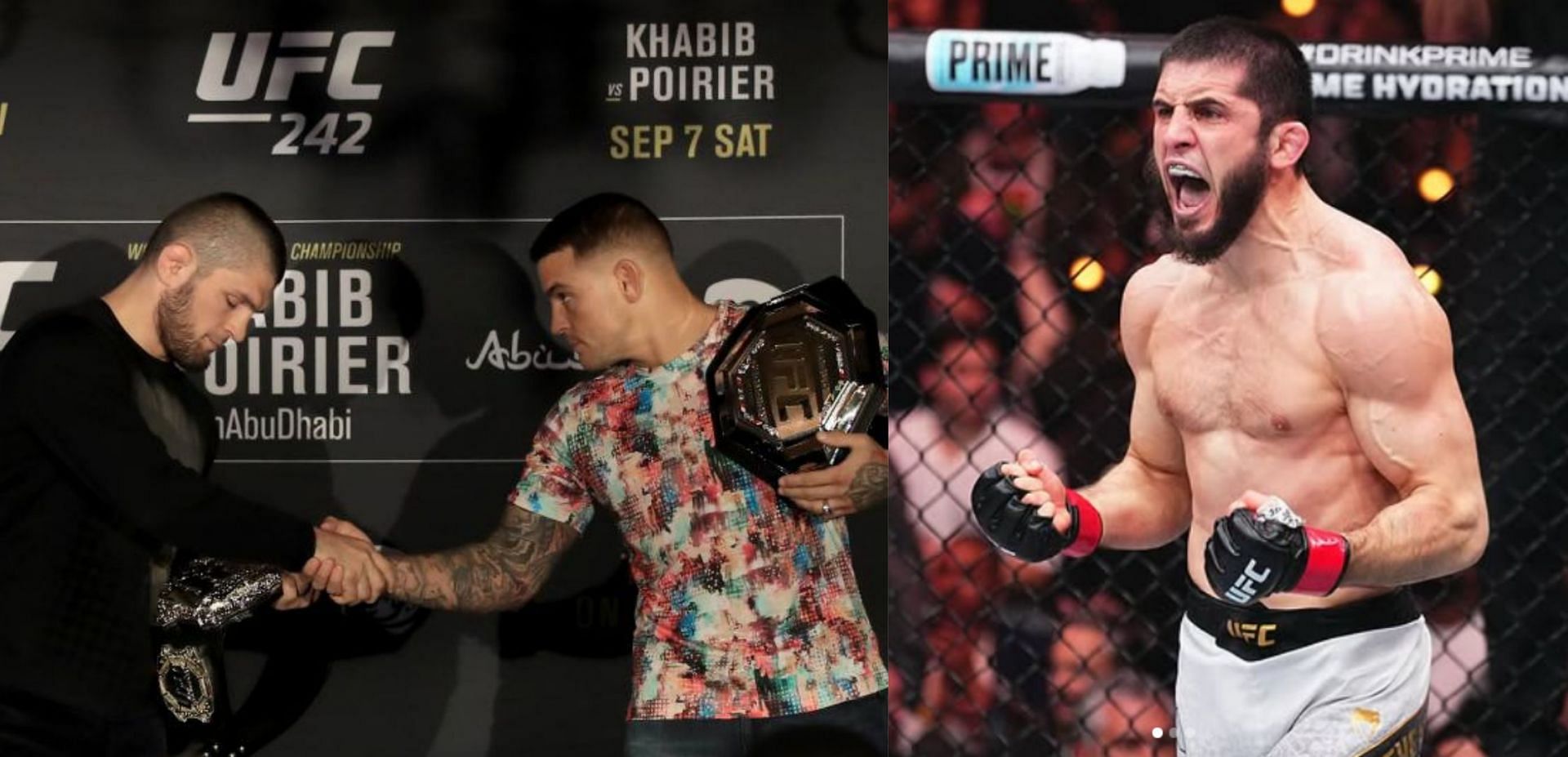 Dustin Poirier sheds light on the fighting style of the two Dagestani fighter, Khabib Nurmagomedov and Islam Makhachev [Image source: ufc.com and islam_makhachev on Instagram]