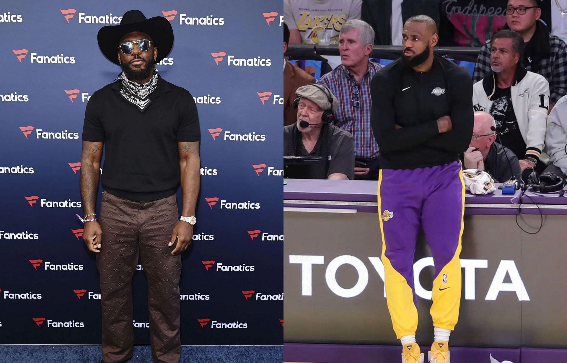 Ex-Cowboys star Dez Bryant reacts as Lebron rocks $5,000 Louis Vuitton Nike Air Force 1 at Lakers-Mavs showdown