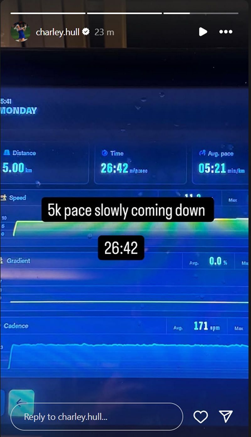 Charley Hull&#039;s latest workout (Source: Charley Hull&#039;s Instagram story @charley.hull