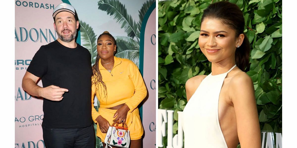 Serena Williams with her husband Alexis Ohanian (L) and Zendaya (R) (Image Source: Getty)